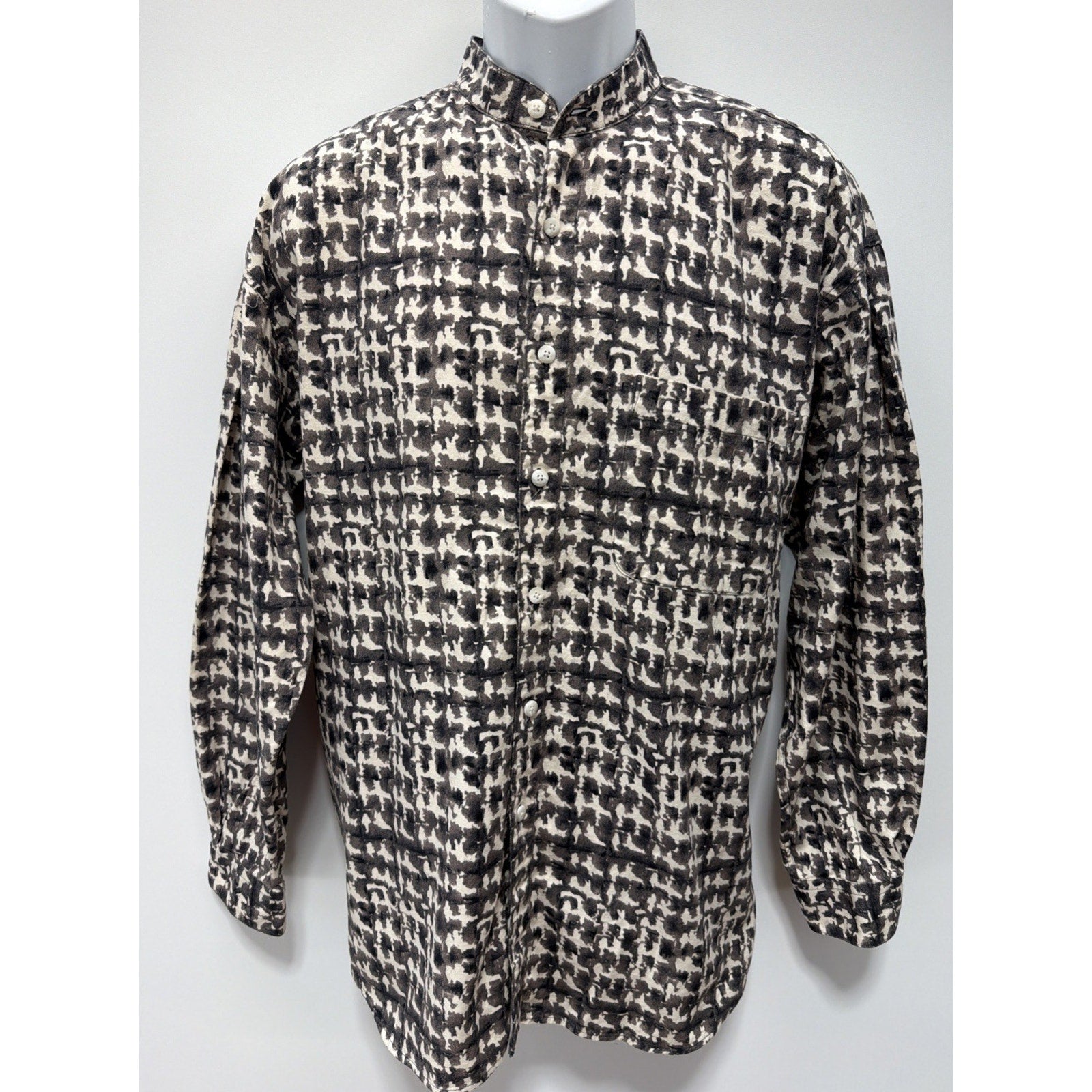 Vintage Perry Ellis Button Up Shirt Men’s Large Long Sleeve Abstract Made In USA