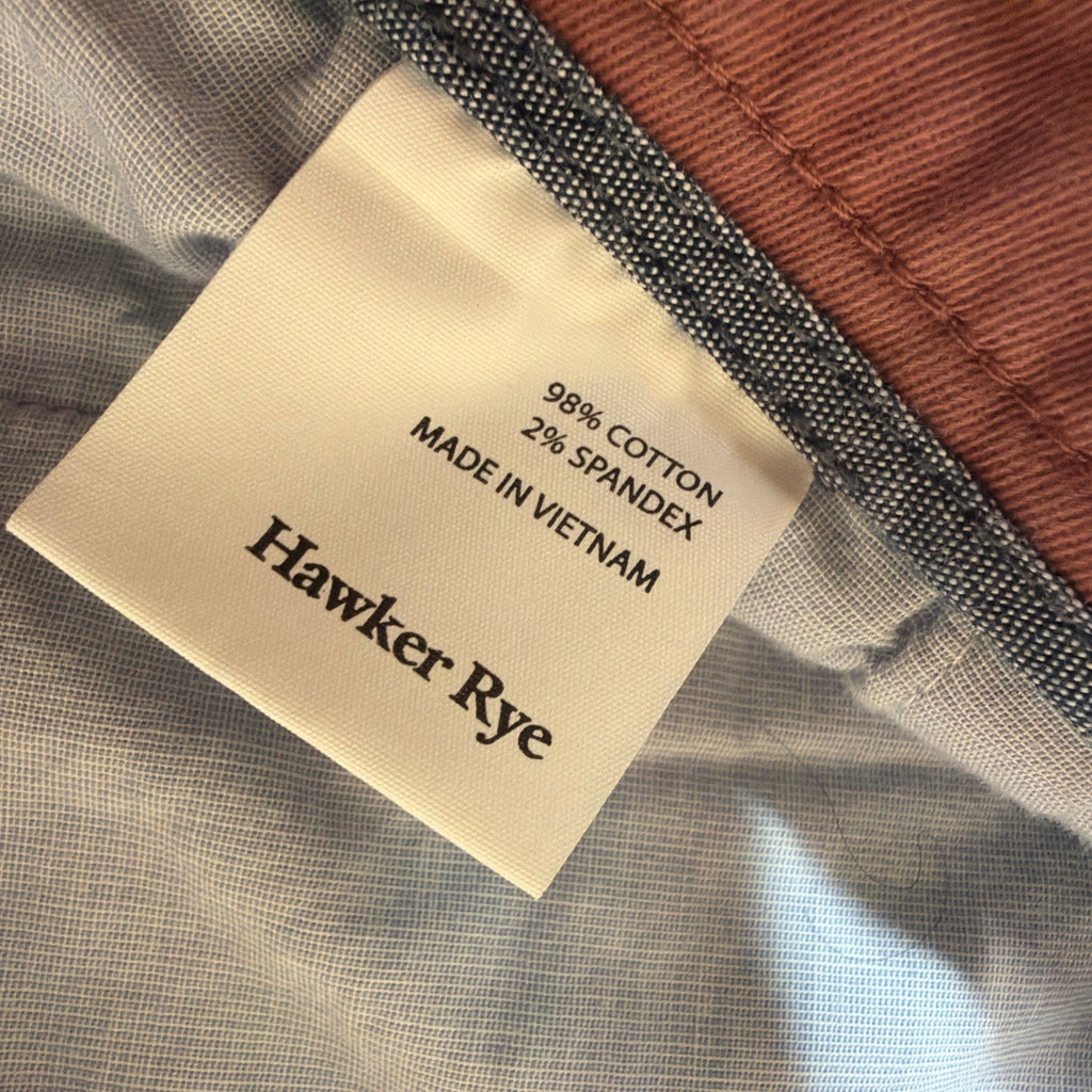 Hawker Rye Essential Wash Slim Chino Pants Men's 38x34 Mauve Stretch