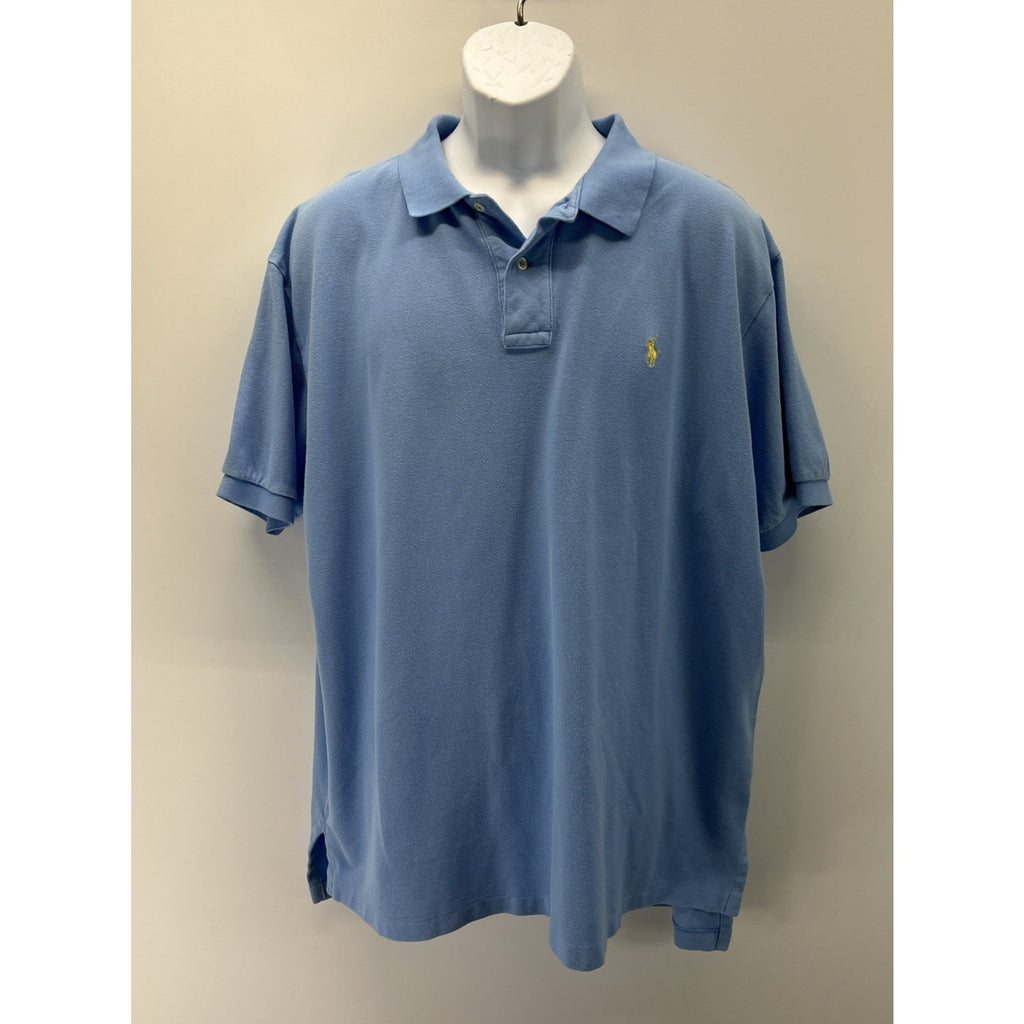Polo Ralph Lauren Shirt Men's XXL Light Blue Yellow Pony Short Sleeve