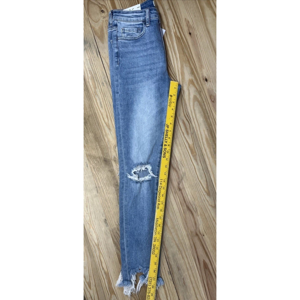 Vervet LA Haylie Distressed Denim High Rise Skinny Jeans, Button Fly Women’s 27
