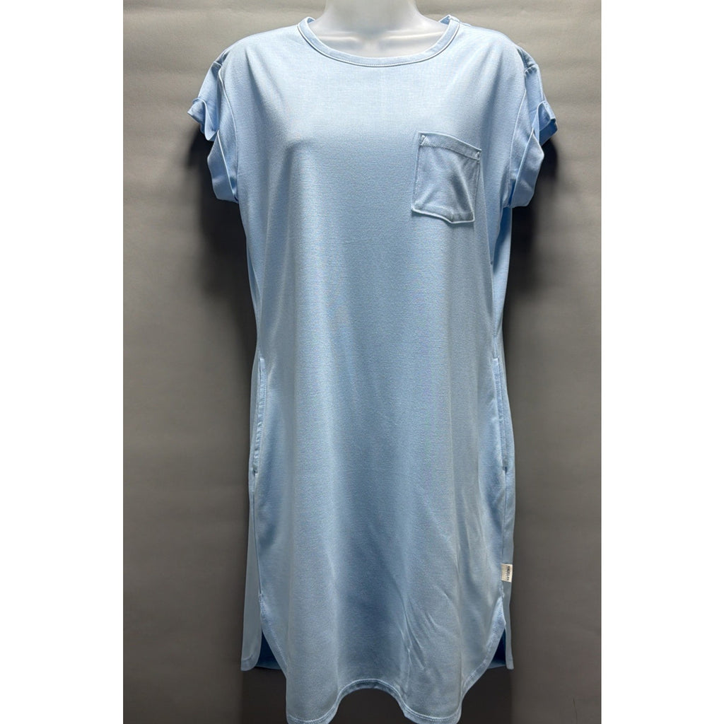 Magellan Outdoors Womens Blue Summerville T-Shirt Dress Short Sleeve Pockets M