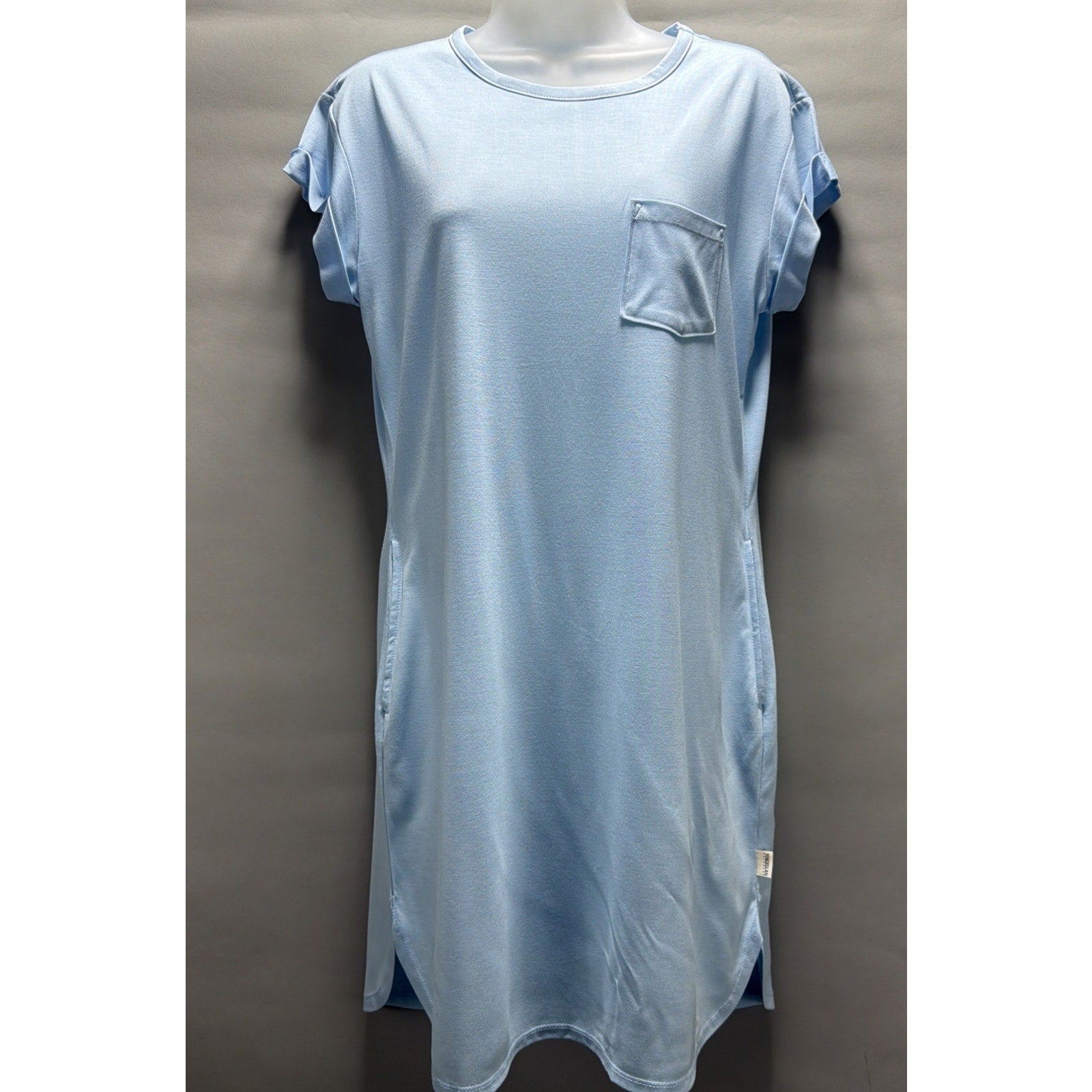 Magellan Outdoors Womens Blue Summerville T-Shirt Dress Short Sleeve Pockets M