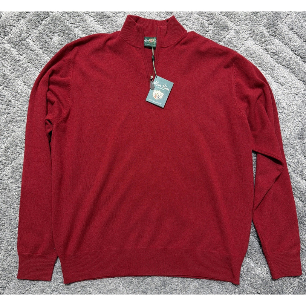 Alan Paine England Hanbury Half Zip Mock Neck 100% Cashmere Sz 50 Msrp 432$ Flaw