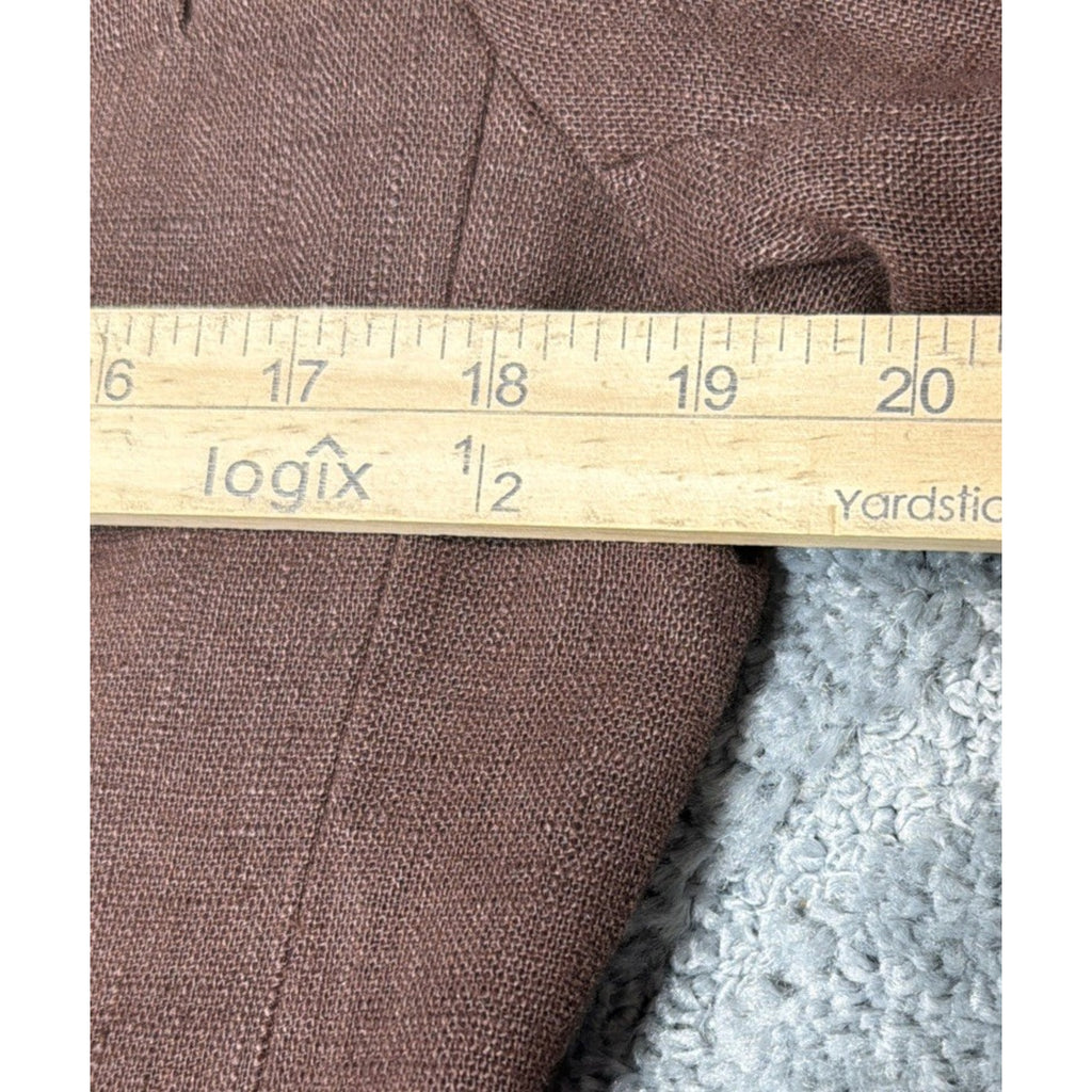 Harve Benard Brown 100% Linen Blazer Jacket 1 Button Down Lagenlook Size 10