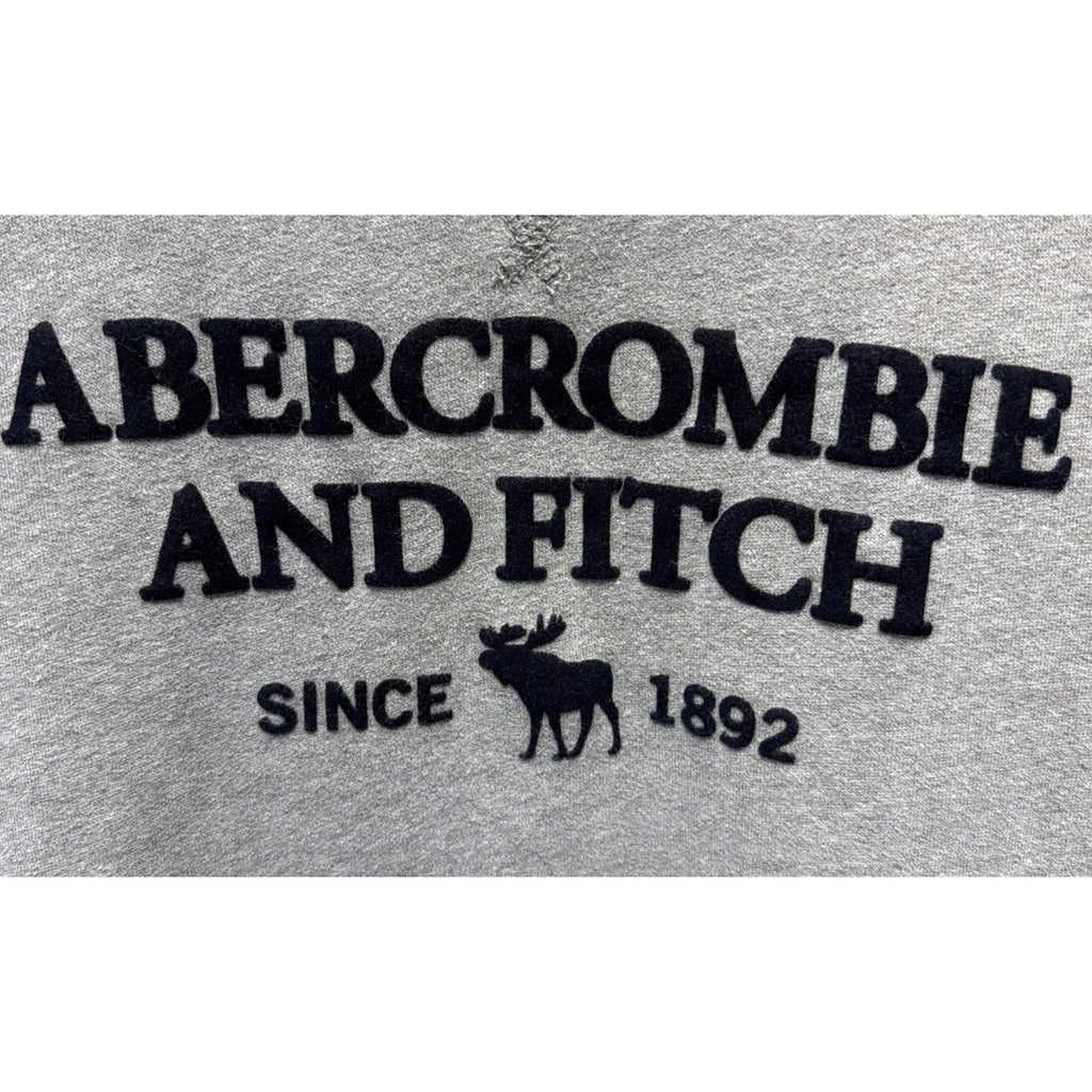 ABERCROMBIE & FITCH Y2K VELVET SPELL LOGO CREW FLEECE SWEATSHIRT GREY MENS M