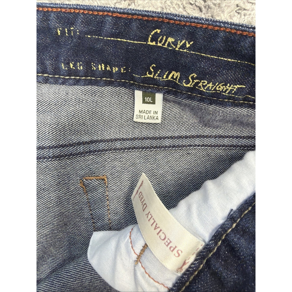 Eddie Bauer Womens Curvy Slim Straight Stretch Raw Hem Denim Jeans 10 32x30