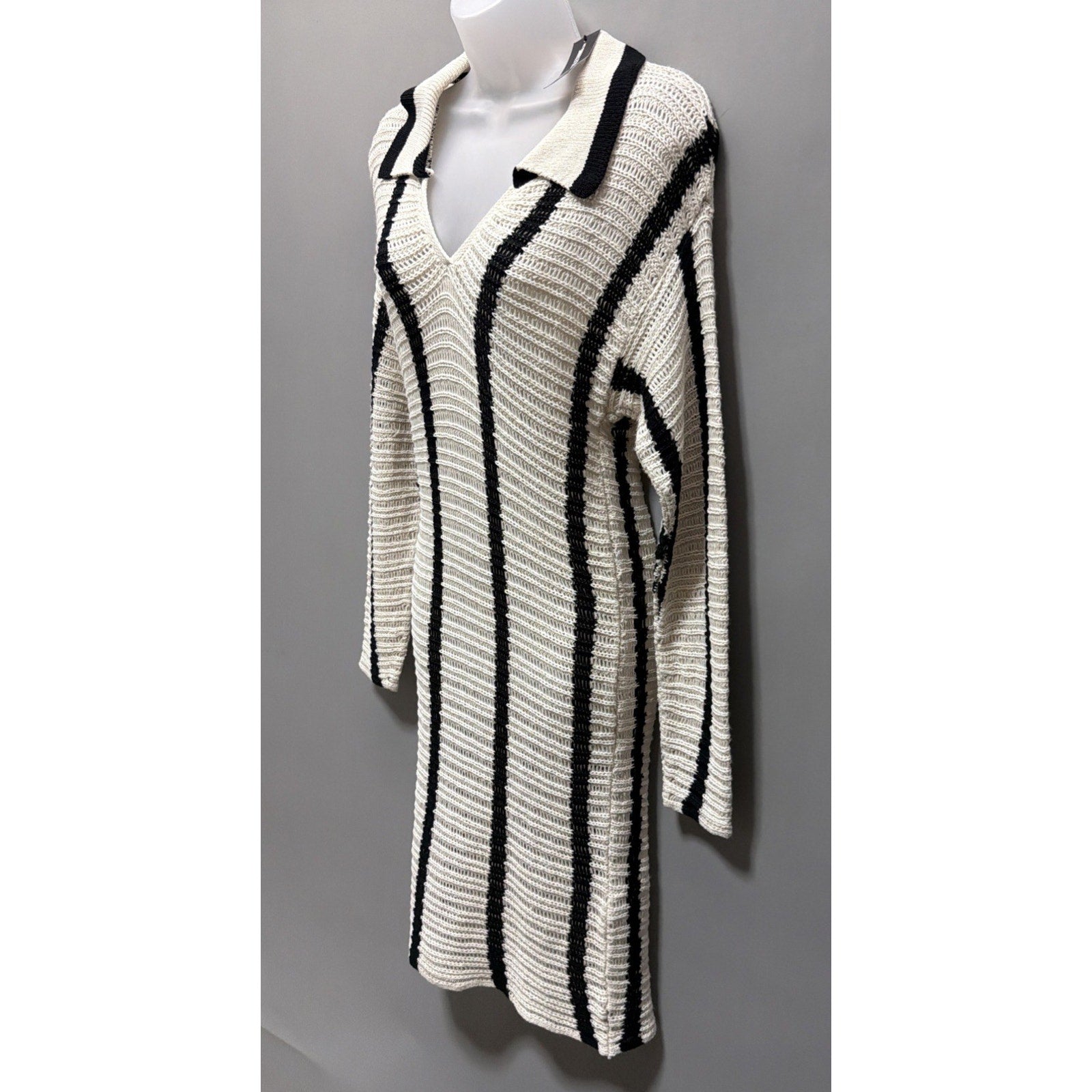 Pretty Little Thing Maternity Cream Long Sleeve Knitted Midi Dress Size 10 NWT