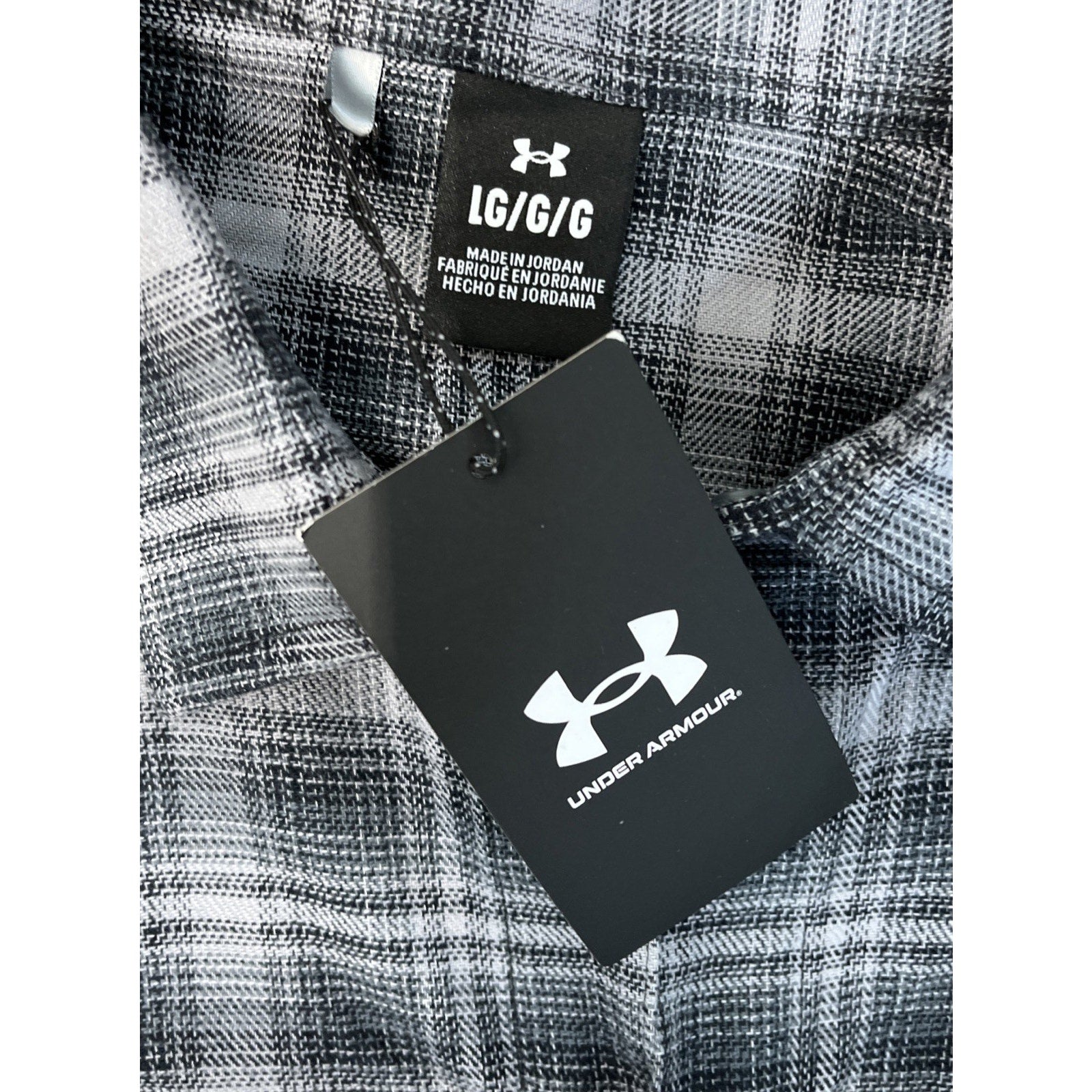 NEW Under Armour Tradesman Flex Flannel Long Sleeve Button Shirt Gray Mens Sz L