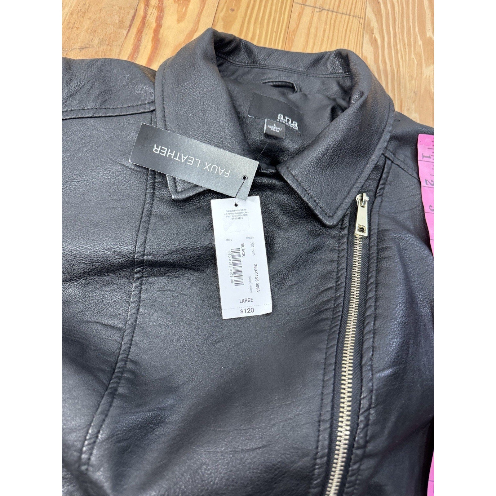 Women's a.n.a Faux Leather Midweight Motorcycle Jacket Black Size Large NWT