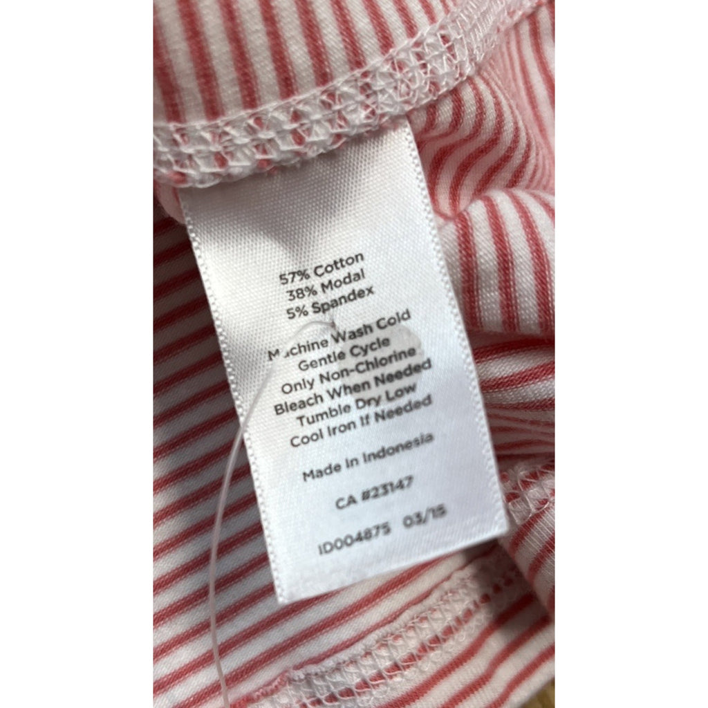 Talbots Size 1X Plus Cotton Pink/White Mix Stripe Pullover Tee Top Blouse
