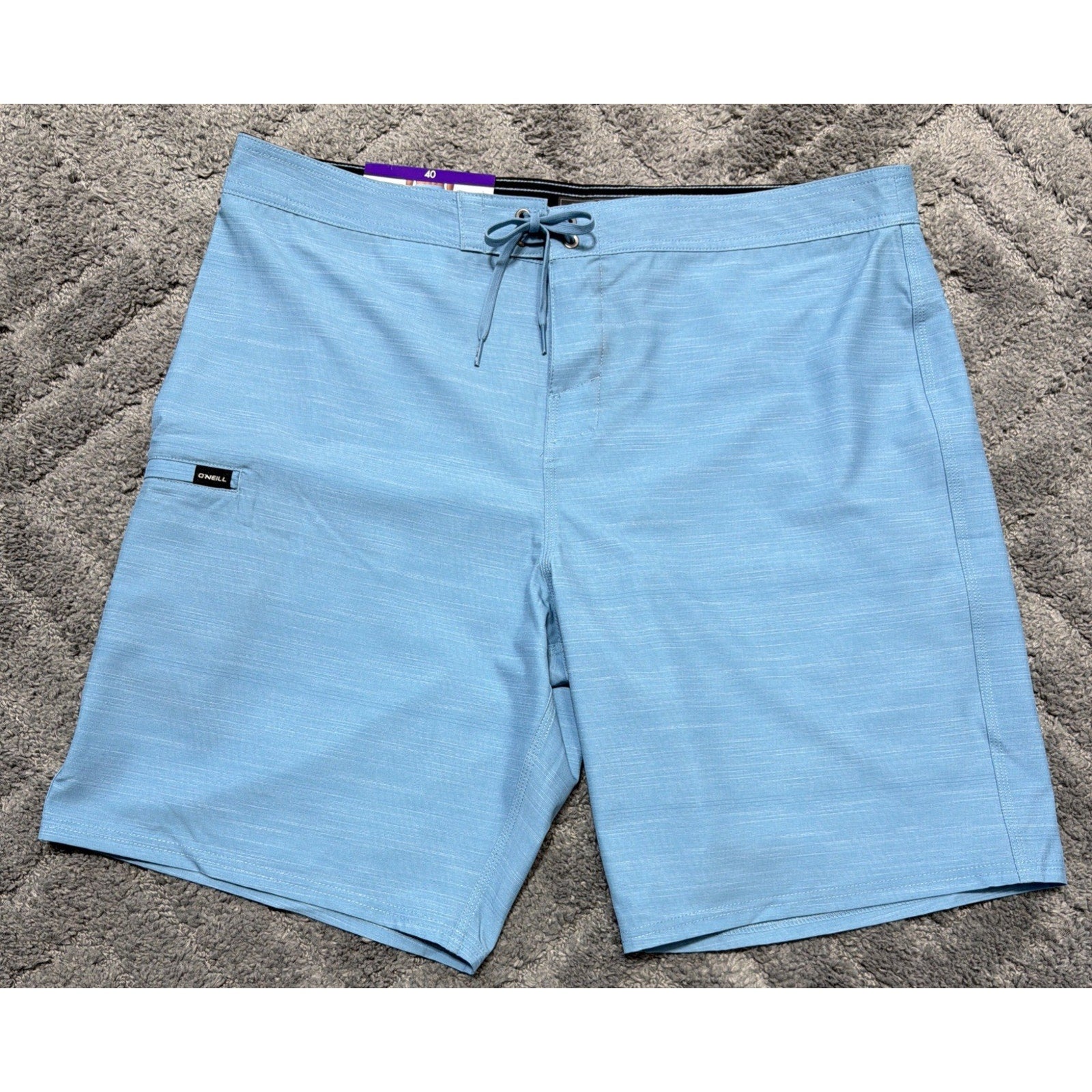 O'NEILL Stocked Men's Blue Boardshorts Standard Fit 20" Outseam Zip Pocket - 40