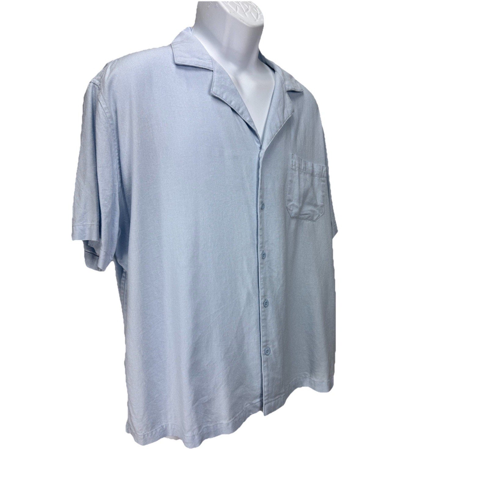 COOFANDY MEN'S BLUE SIZE XL CASUAL SHORT SLEEVE LINEN BLEND BEACH SHIRT