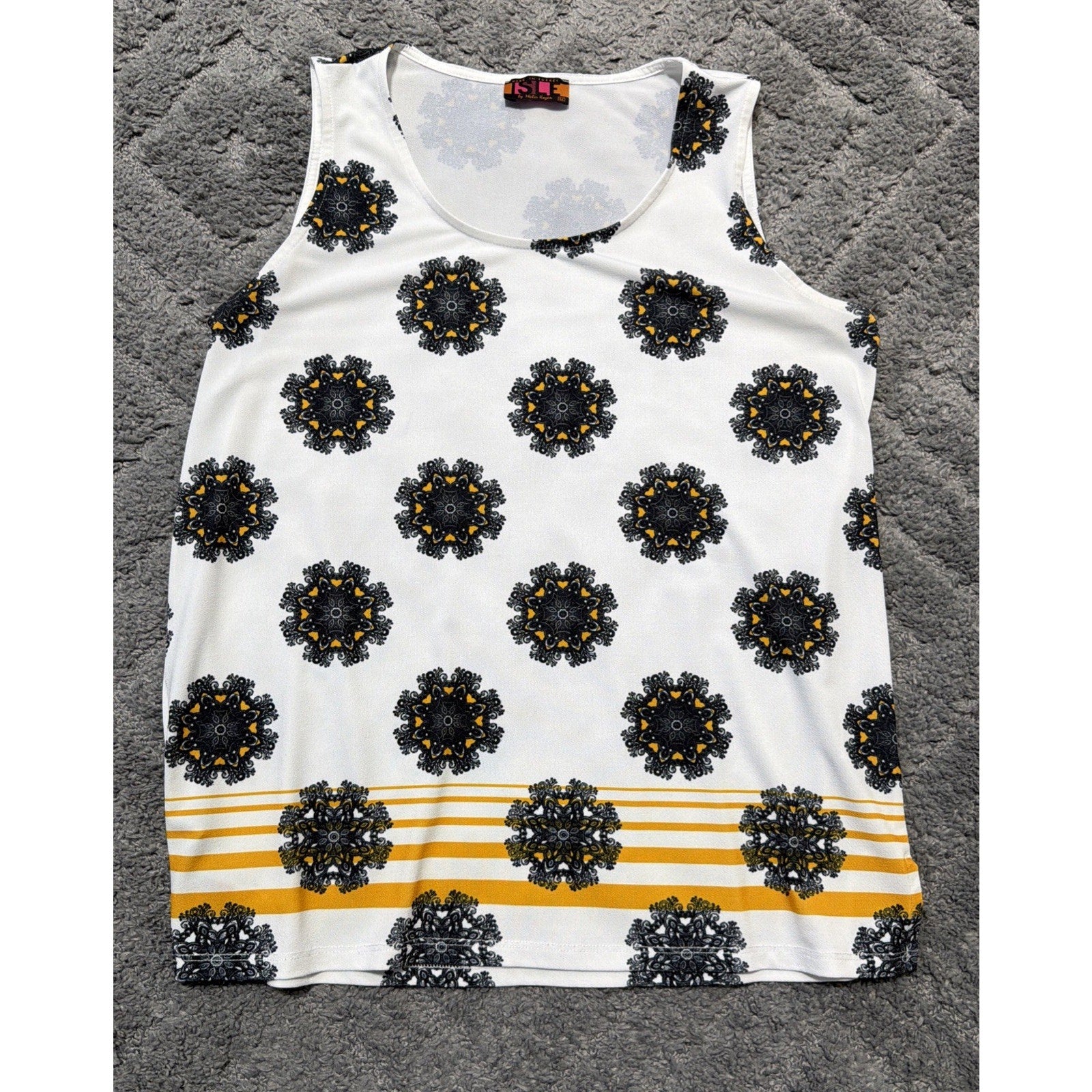 Isle By Melis Kozan Mixed Print Eclectic Artsy Boho Relaxed Tunic Button Top M