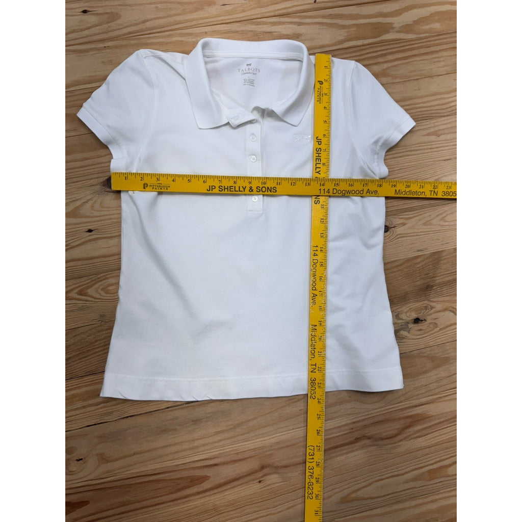 Talbots Dragonfly Polo Shirt Women's Cotton Stretch Short Sleeve Women’s Size L