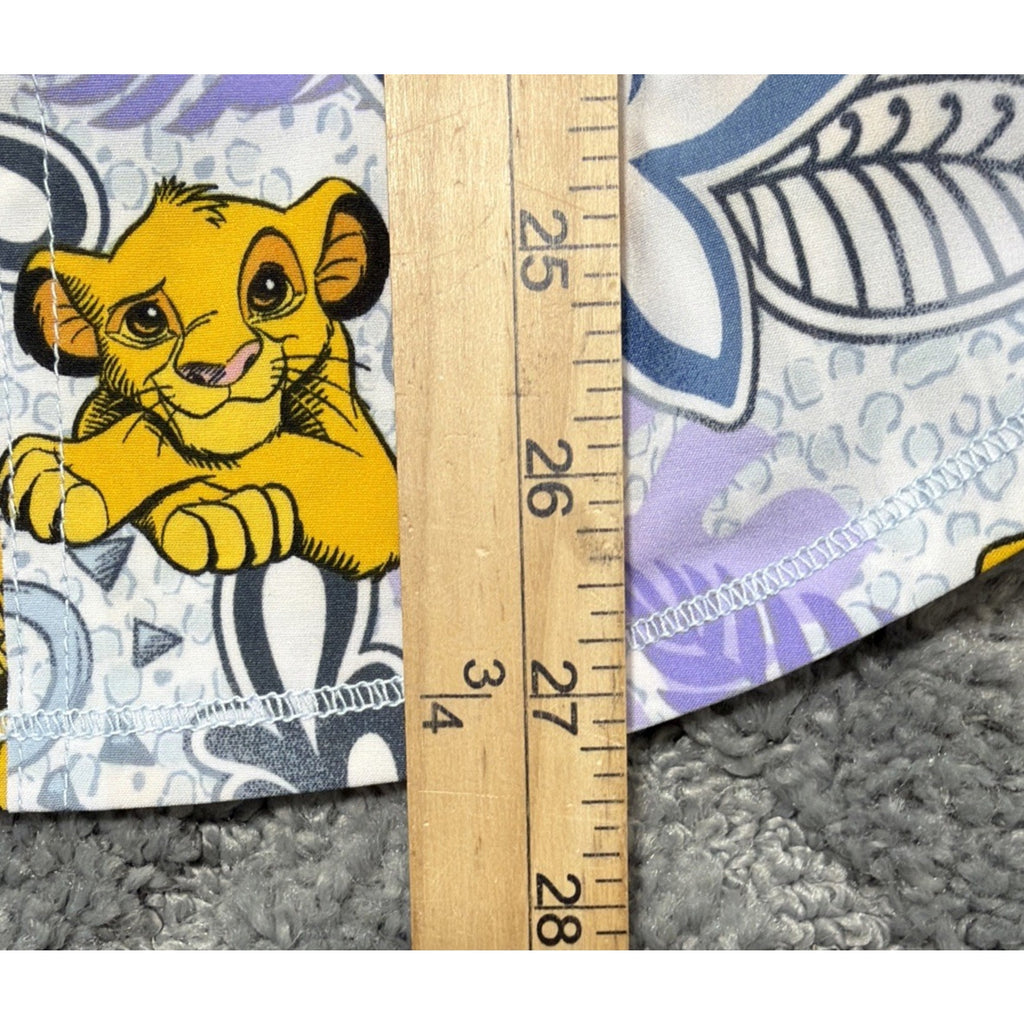 Disney Women's Floral The Lion King Simba Scrub Top Pockets Sz M New