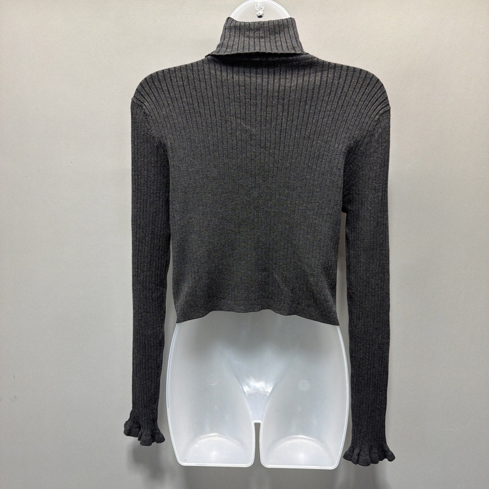 Seraphine Cropped Turtleneck Ribbed Viscose Stretch Sweater 8 Minimalist NWT