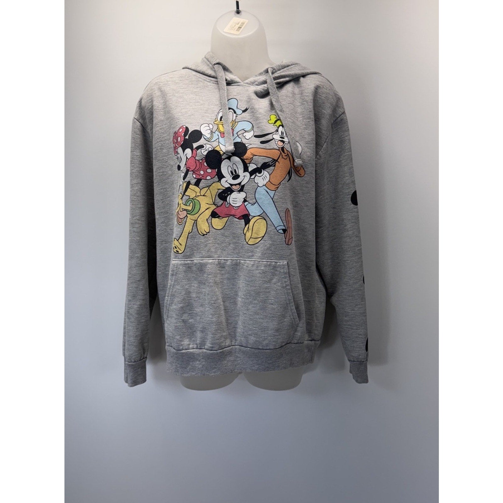 Disney Hoodie Womens XL Gray Mickey Mouse Fleece Sweatshirt *READ