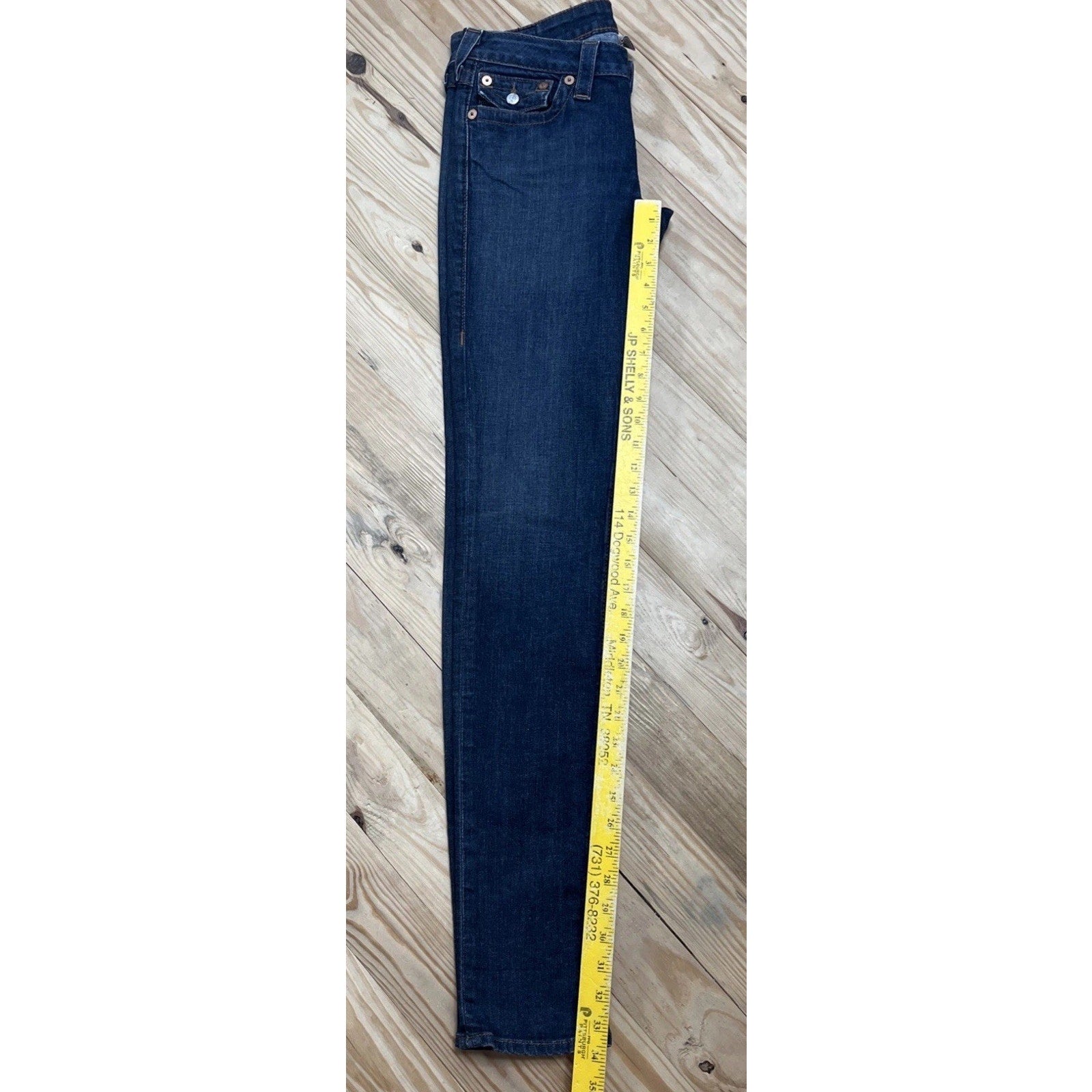 True Religion Women's Skinny Jeans Size 28 Flap Pockets Dark Wash Made in USA