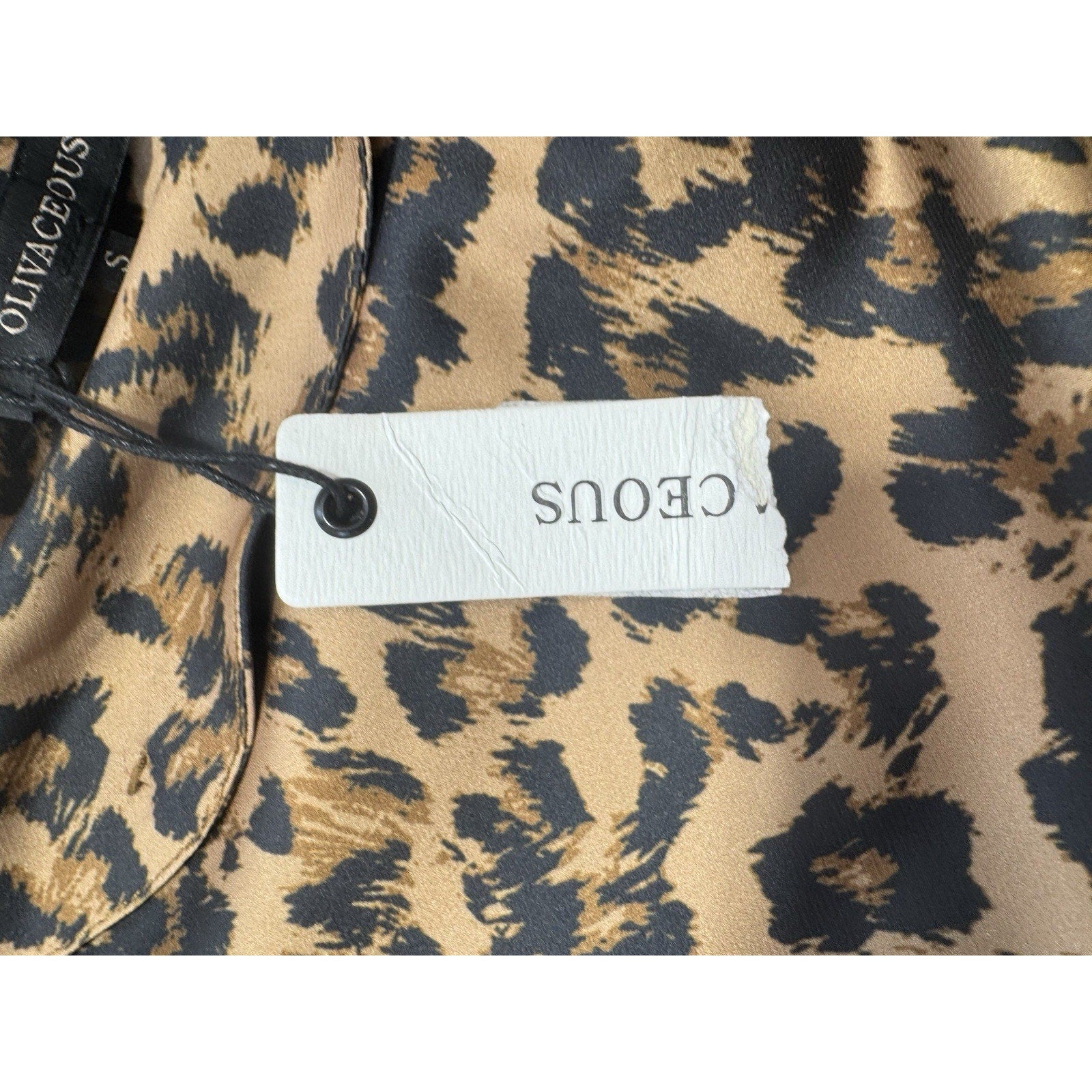 NWT Olivaceous Dress Womens Small Leopard Print Satin Cowl Neck Sleeveless Mini