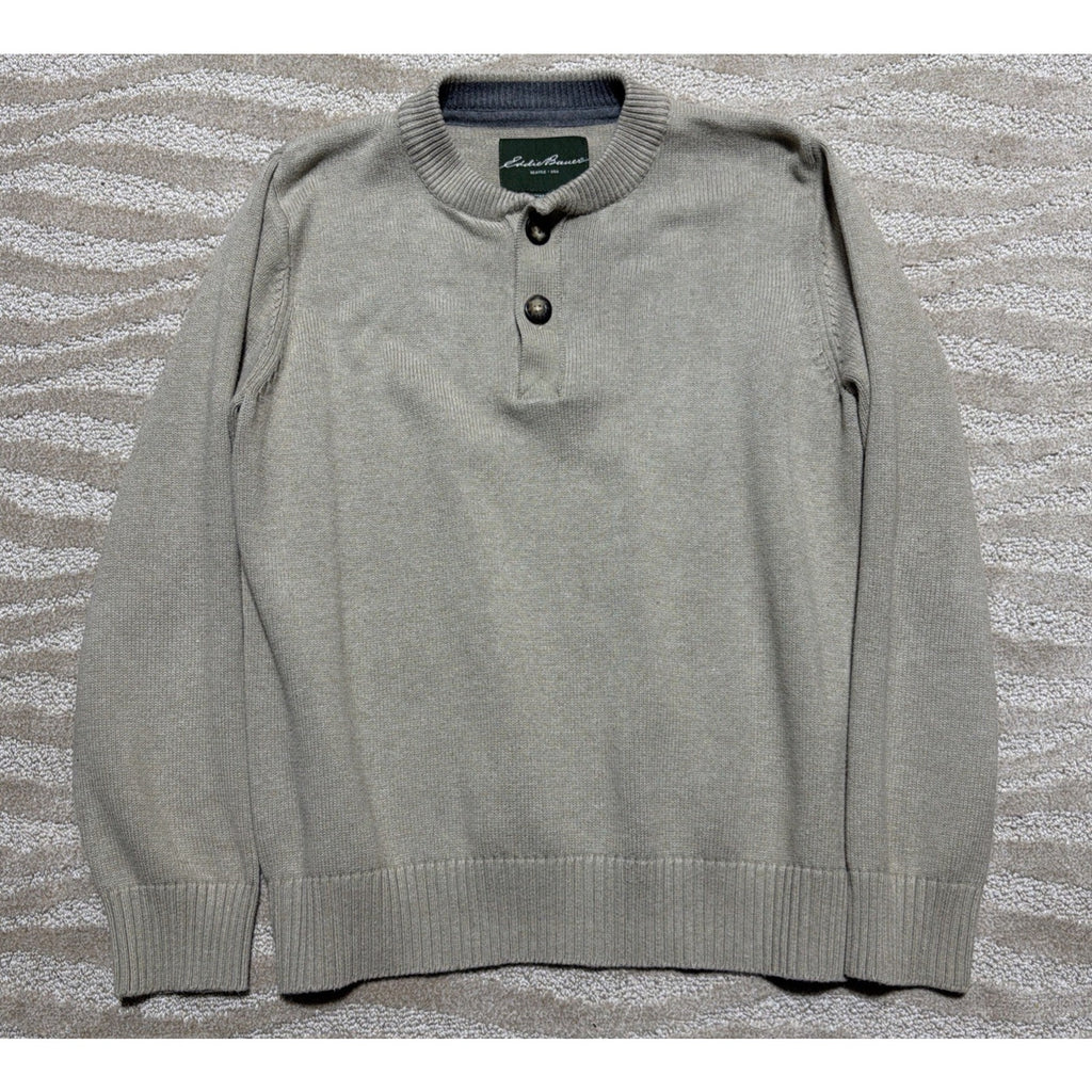 Eddie Bauer Sweater Mens L Button Henley Pullover Long Sleeve Combed Cotton