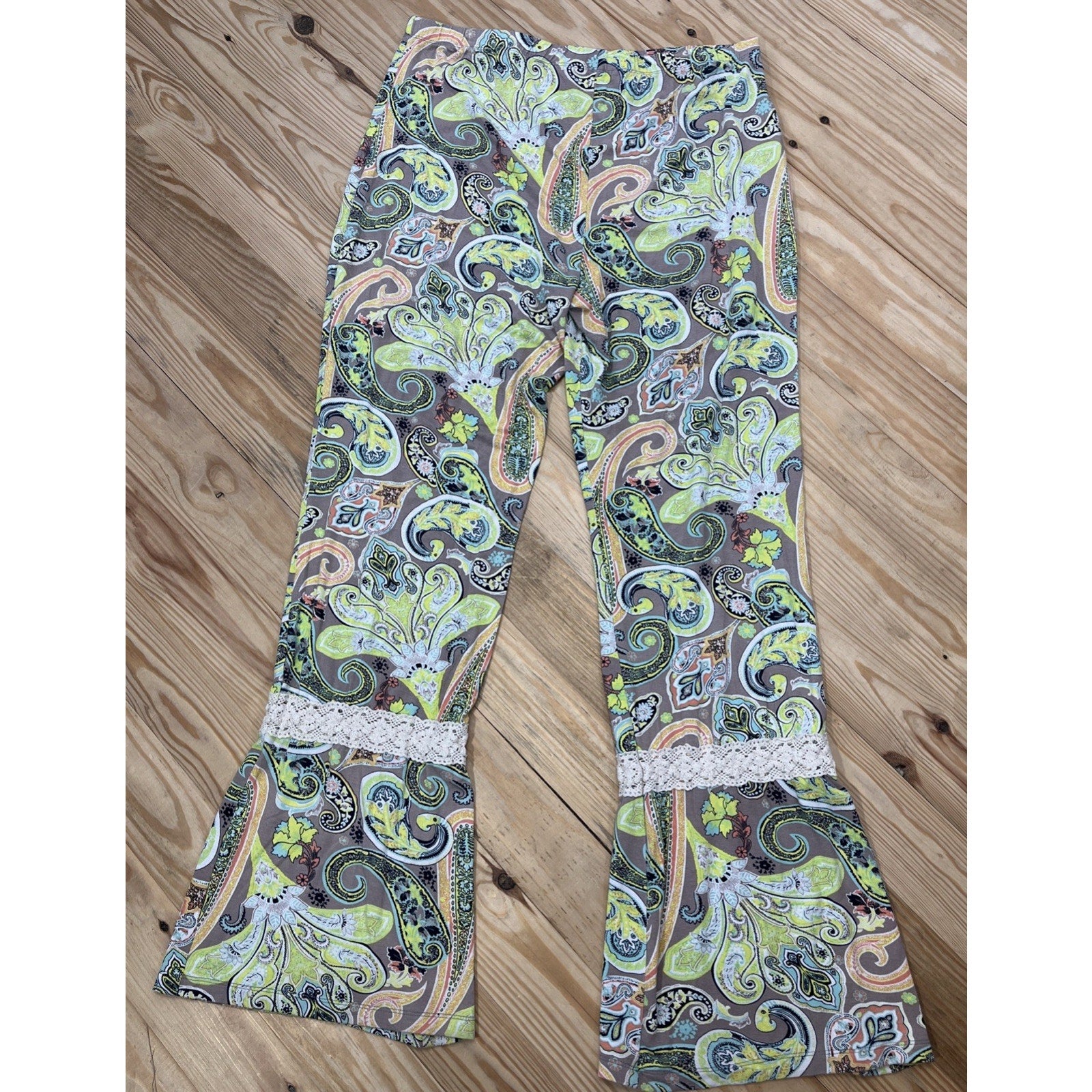 RILEY + JAMES Paisley PALAZZO Pants HIGH RISE Flare Size Large