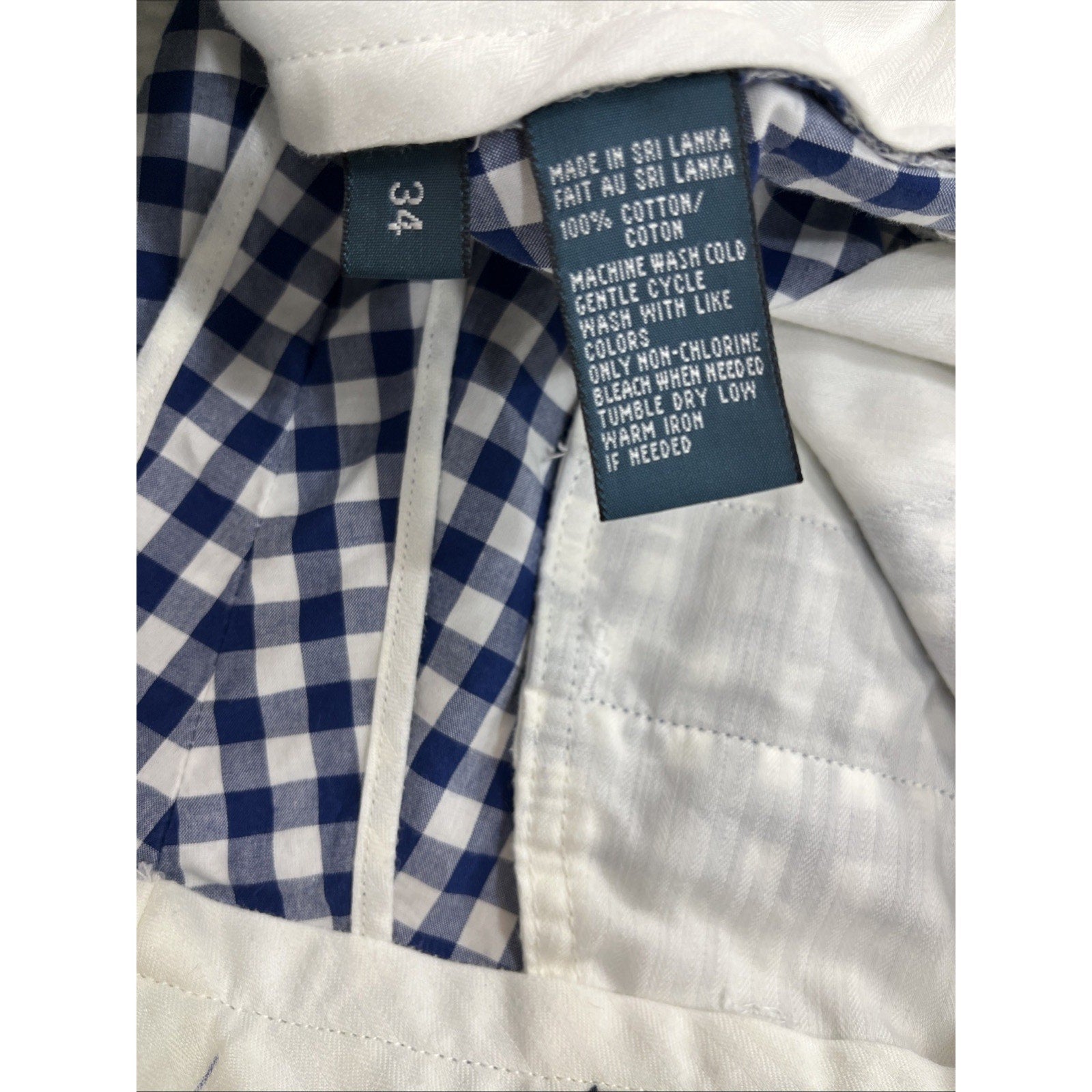 Polo by Ralph Lauren Men's Casual Blue Check Flat Front Golf Chino Shorts Sz 34