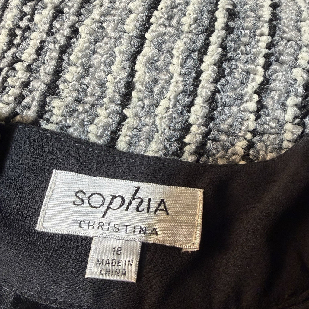 Sophia Christina Dress Womens 16 Black Ruffle Sleeveless Chiffon Cocktail NWT