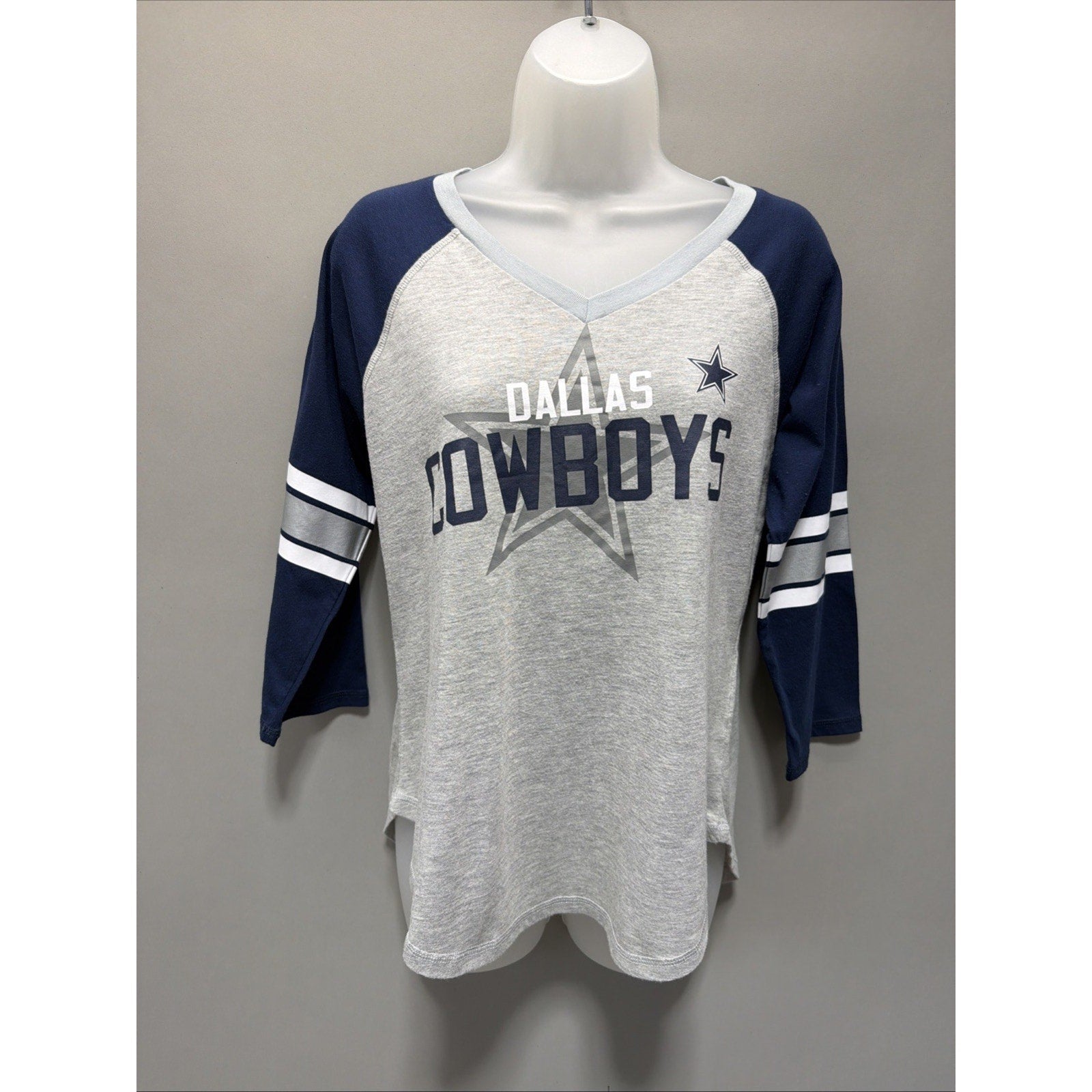 DALLAS COWBOYS NFL COWBOYS WOMEN'S GRAY RAGLAN SLEEVE SIZE LARGE