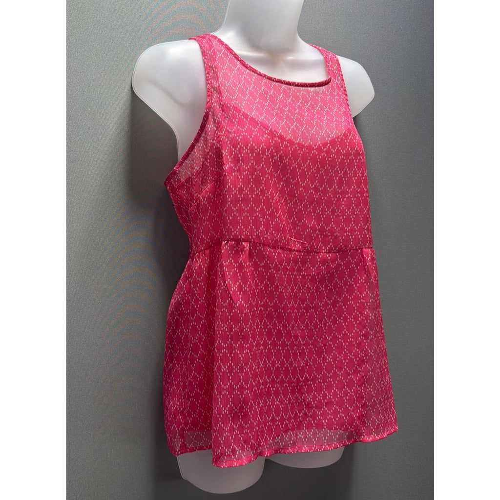 Old Navy Tank Women Small Pink Casual Summer Career Sleeveless Peplum Blouse NWT