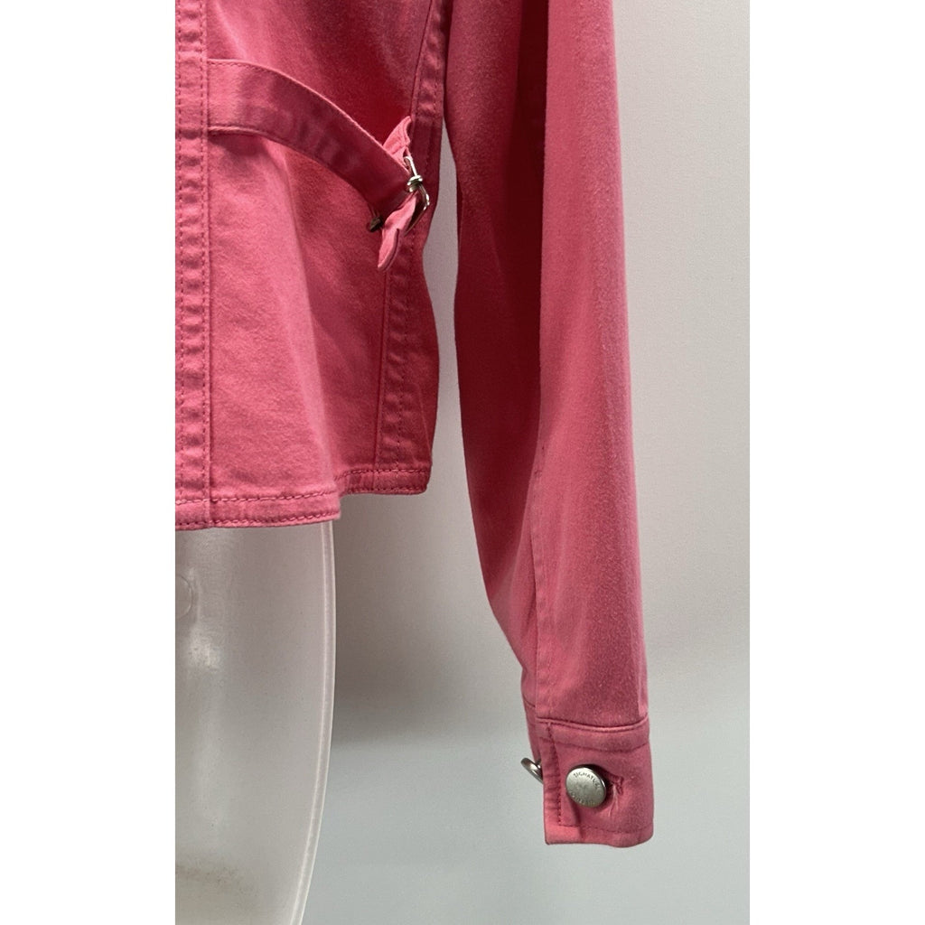 BARBIE STYLE! Jones New York SIGNATURE PINK denim jacket waist coat women Sz.M.