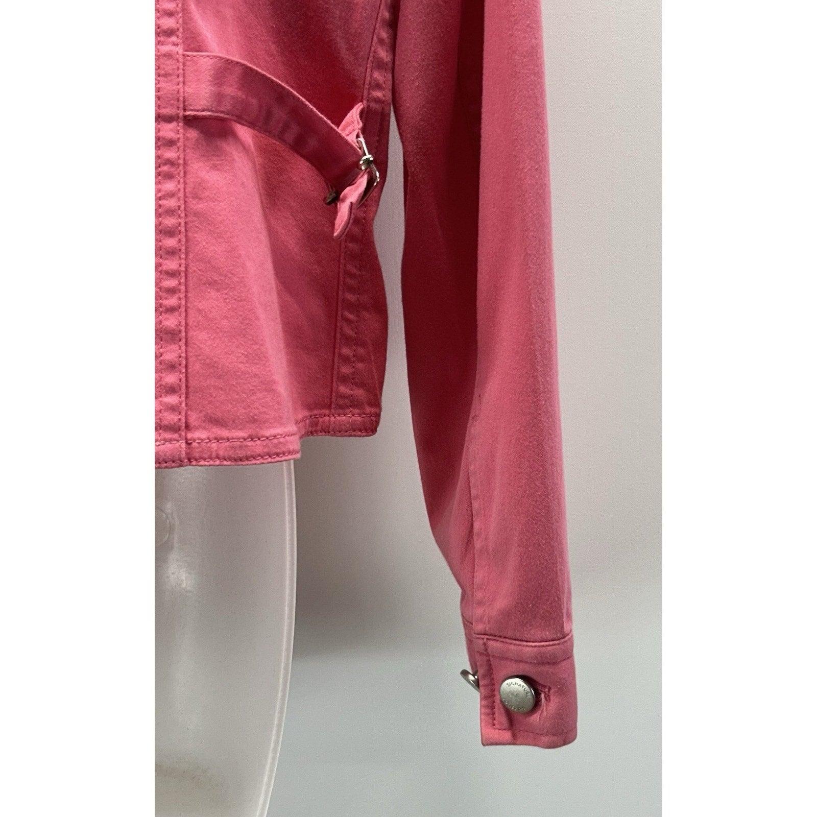 BARBIE STYLE! Jones New York SIGNATURE PINK denim jacket waist coat women Sz.M.