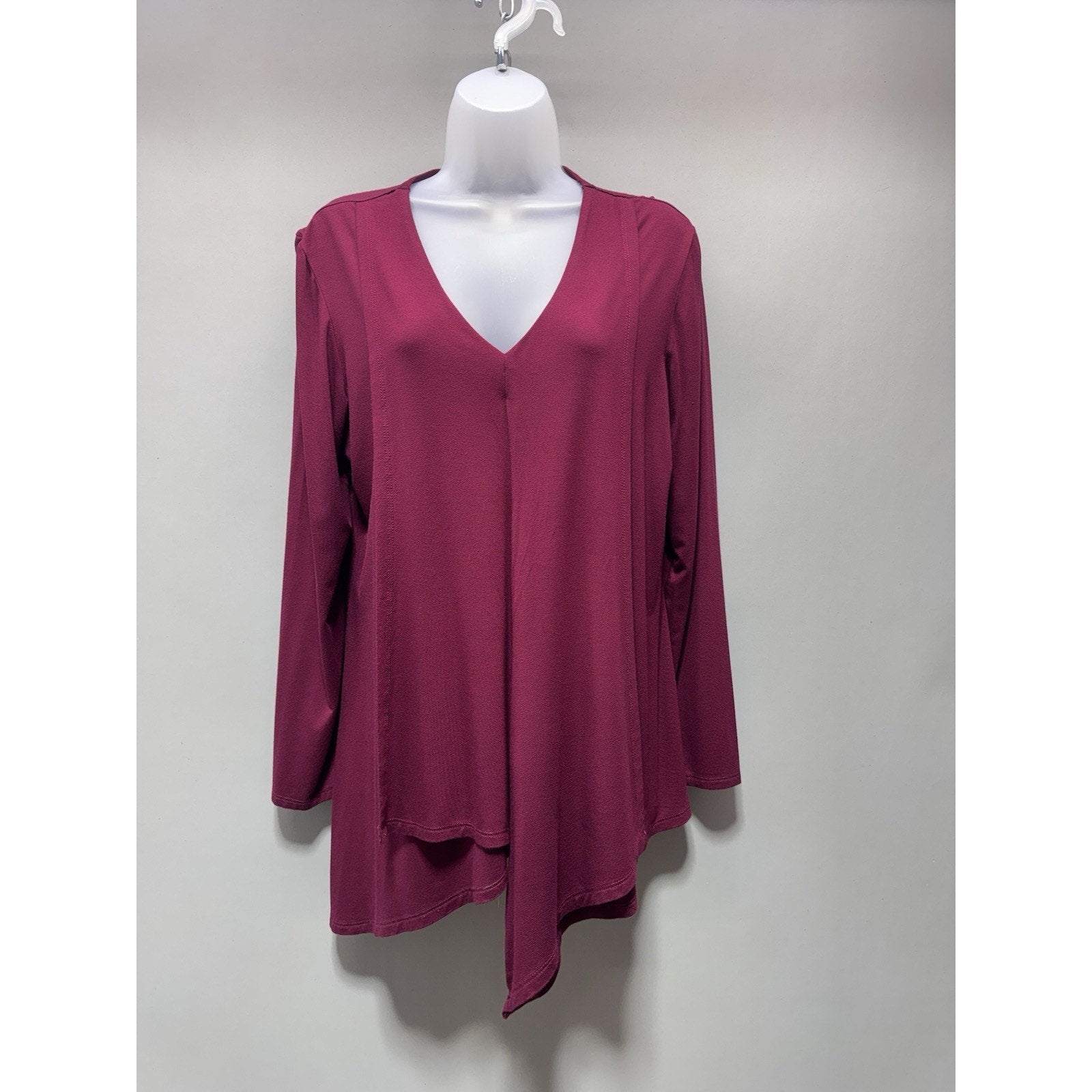 J By ASM Pink Long Sleeve V-Neck Asymmetrical Hem Blouse Women’s Size Large