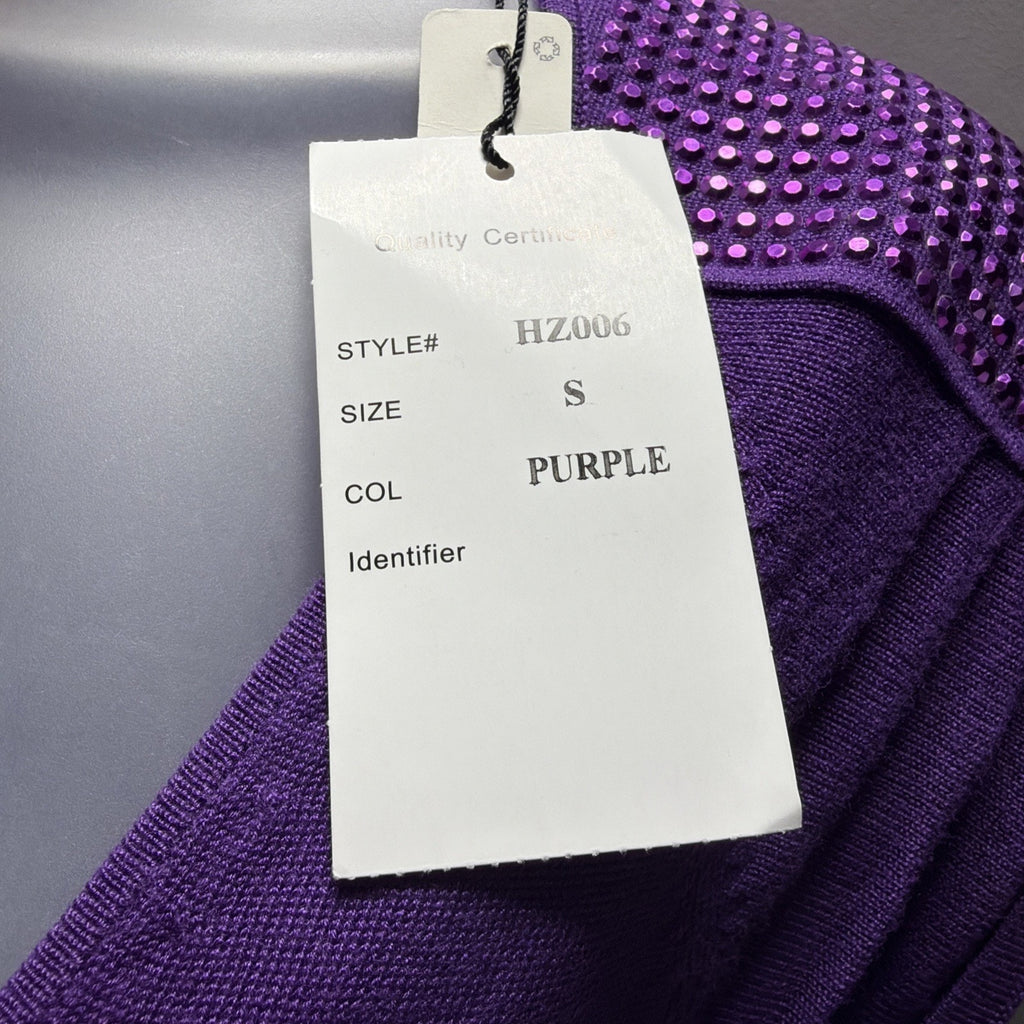 Peppe Peluso Womens S Knit Bodycon Sheath Dress Purple Embellished Shoulder NWT