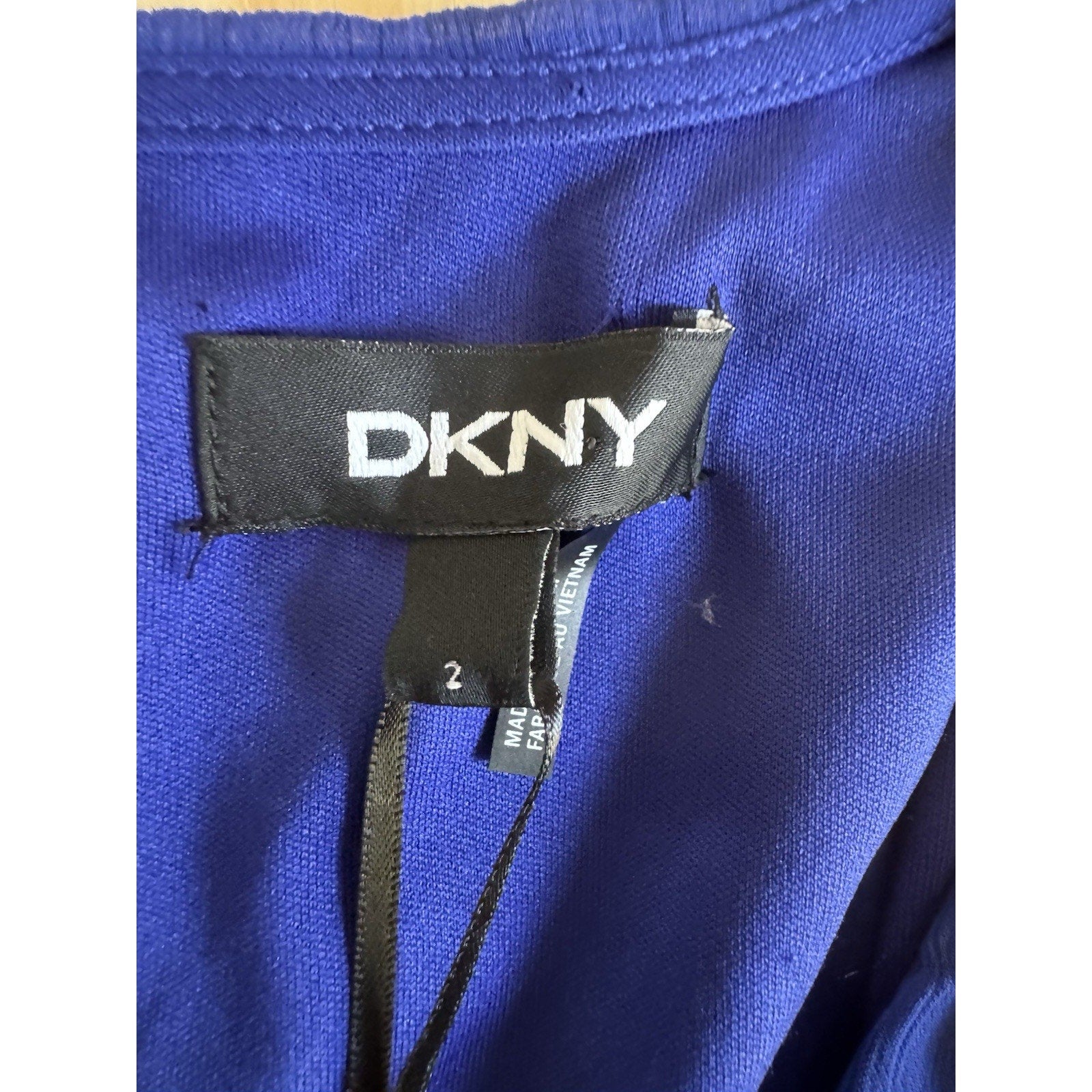 DKNY Blue Chiffon Wrap Dress Womens Size 2 Puff Sleeve Belted V Neck NWT $129