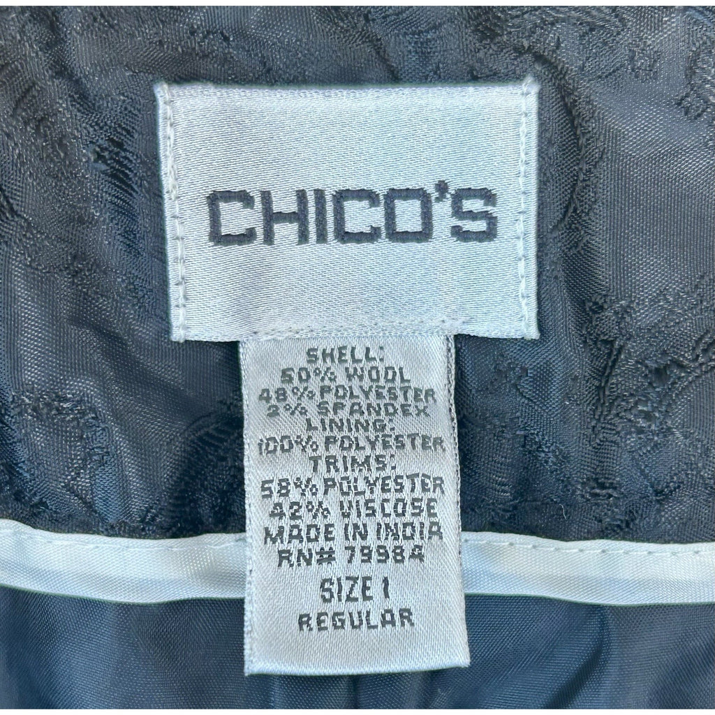 Chico's Womens Pants Size1 Regular Gray Wool Blend Straight Leg Career Basic.