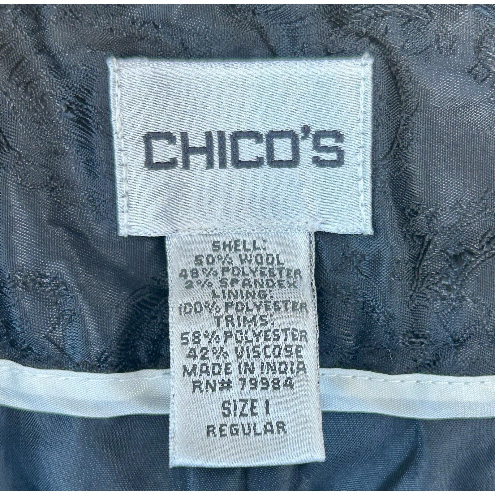 Chico's Womens Pants Size1 Regular Gray Wool Blend Straight Leg Career Basic.