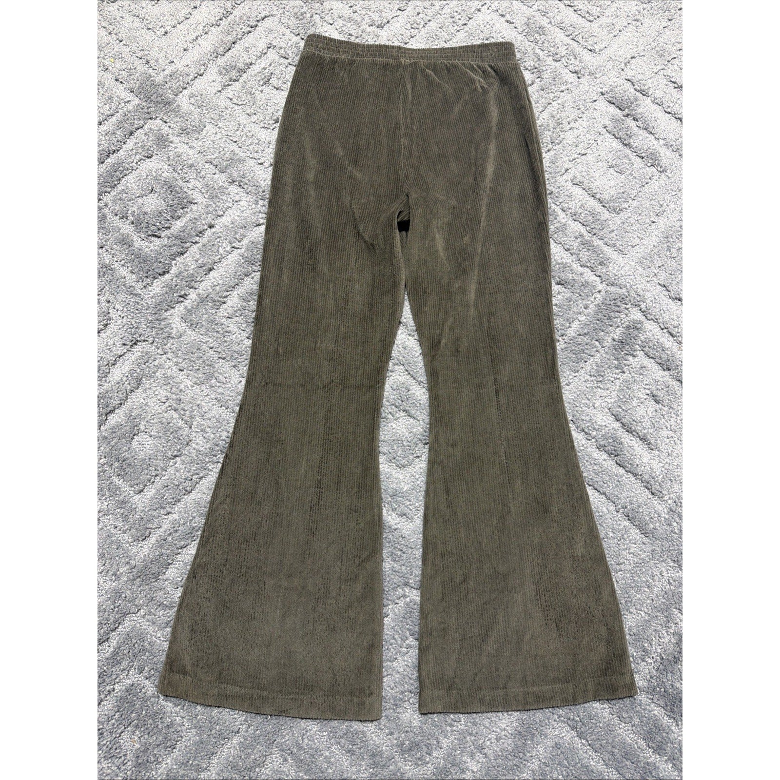 Aerie Corduroy Flare Pull On Pants Womens Medium Short Olive Green Trousers