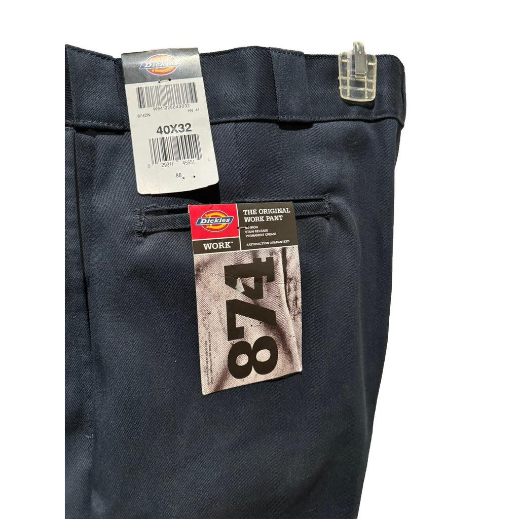 Dickies New 874 Flat Front 40 X 32 NWT Navy Blue Twill Pants Work Wear Pockets