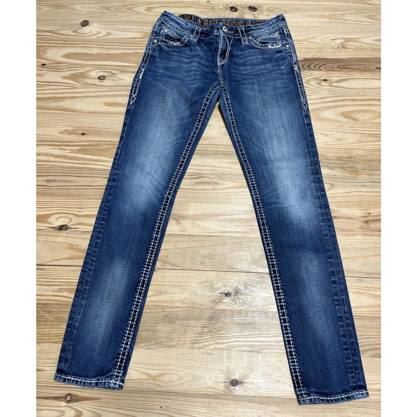 Rock Revival Elaina Skinny Size 26 Womens Designer Denim Blue Jeans 31" Inseam