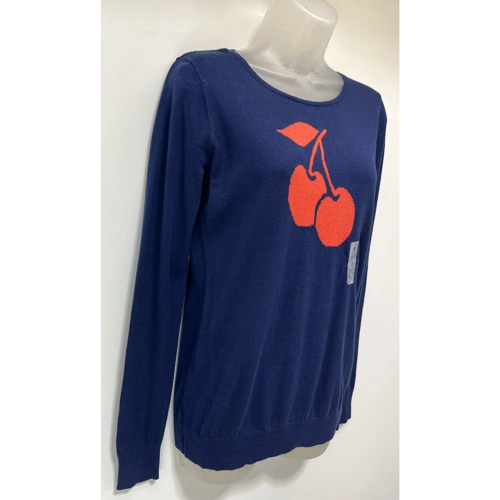 Old Navy Sweater Cherry Print Boho Unique Long Sleeve Causal Women’s Size S NWT