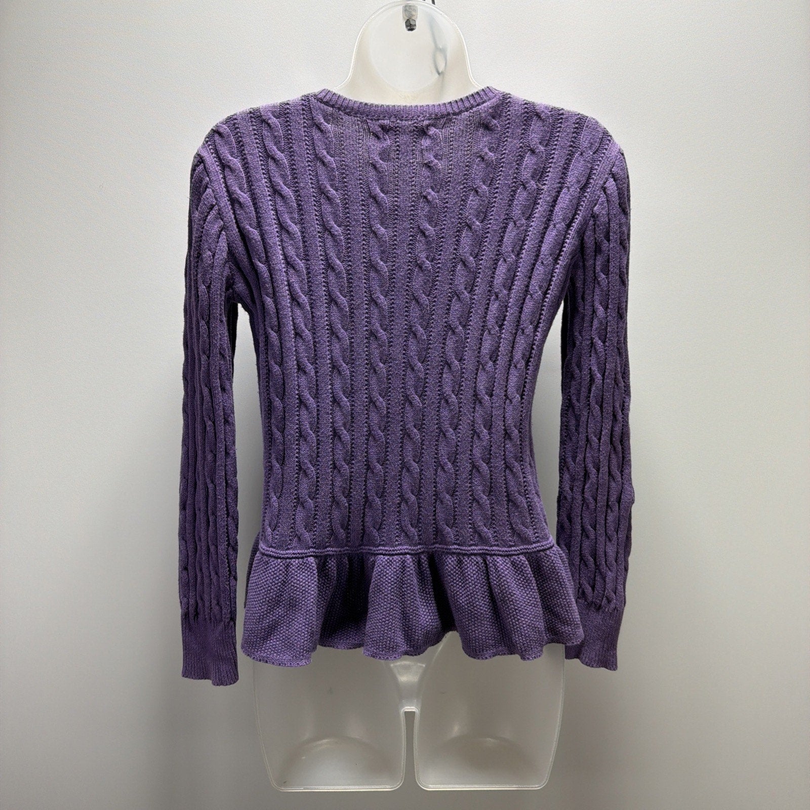 Vtg Polo Ralph Lauren Girls Cable-Knit Long Sleeve Cotton Cardigan Sweater L
