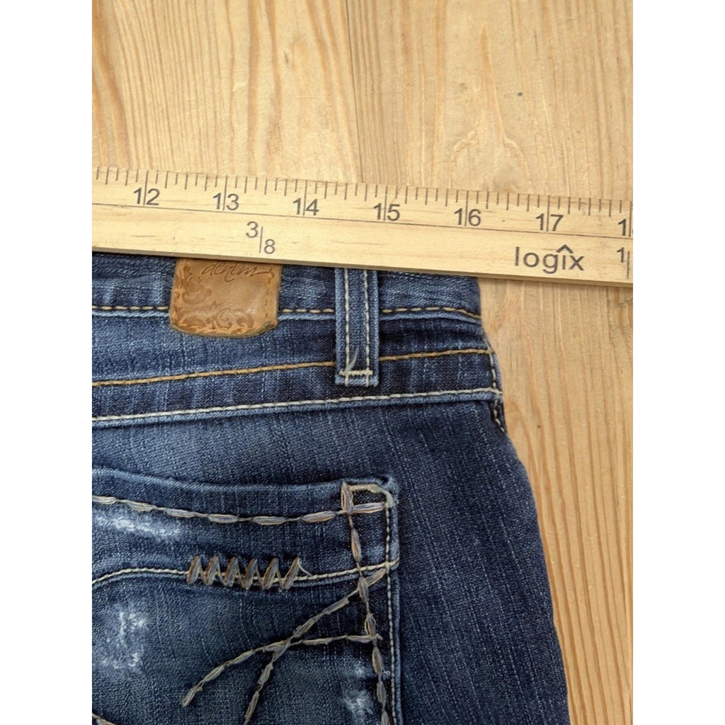 BKE Buckle Jeans Womens 30x19 Blue Kate Capri Stretch Mid Rise Distressed Denim