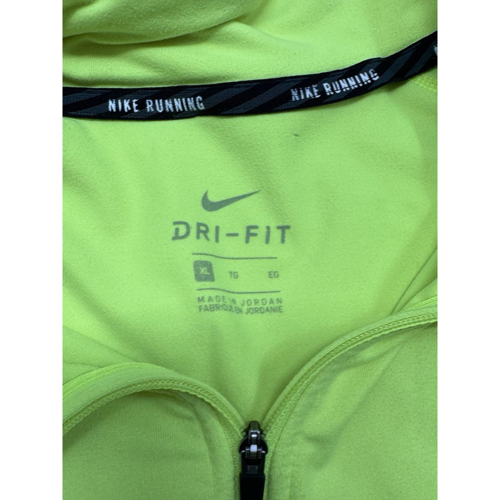 Nike Running 1/4 Zip Jacket Sweatshirt Dri Fit Neon Athletic Mens Sz XL Stains