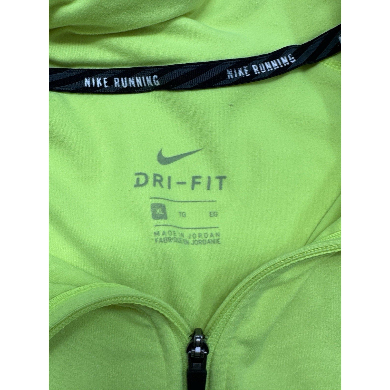 Nike Running 1/4 Zip Jacket Sweatshirt Dri Fit Neon Athletic Mens Sz XL Stains