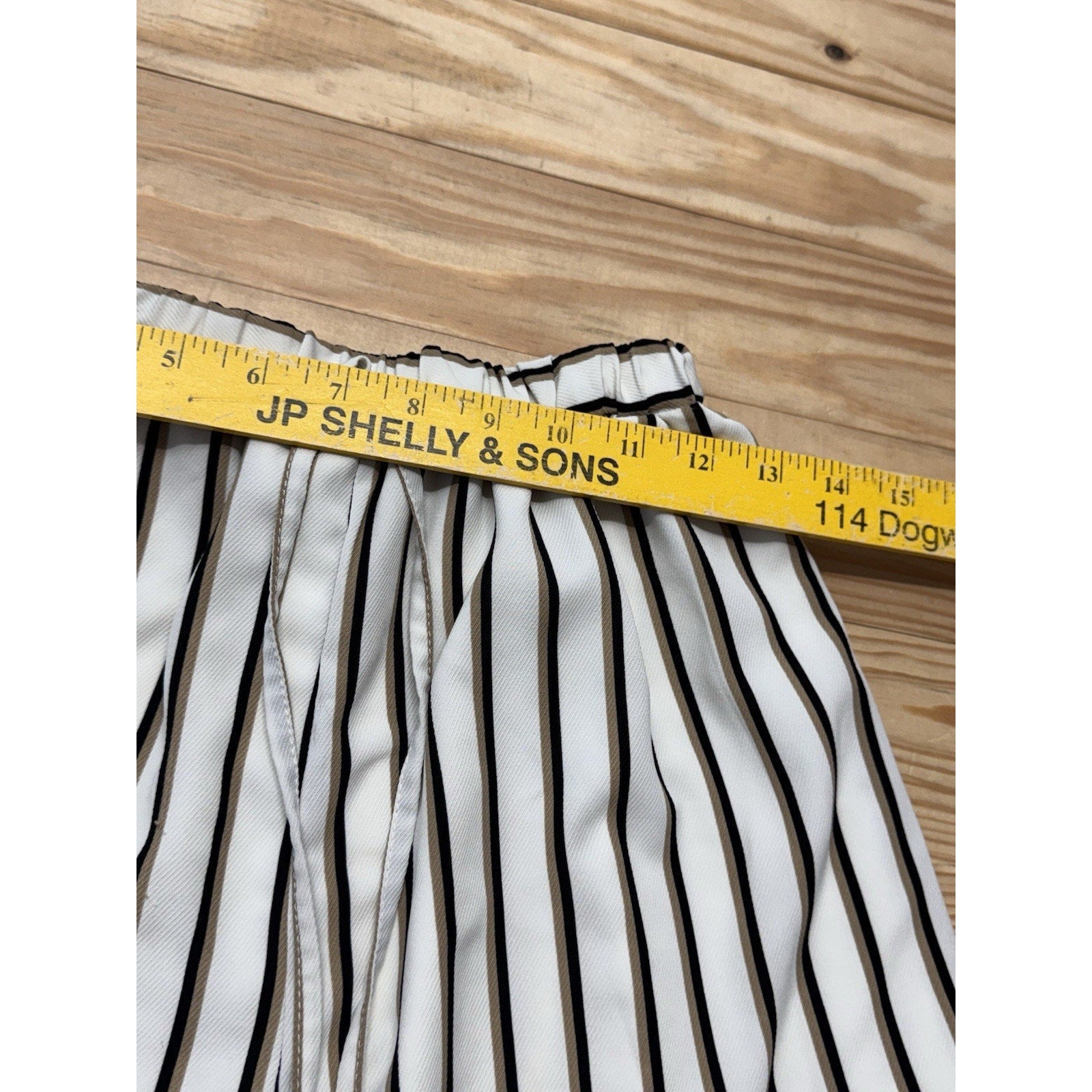 She + Sky Striped High Rise Elastic Waist Brown Black White Women’s Size Medium
