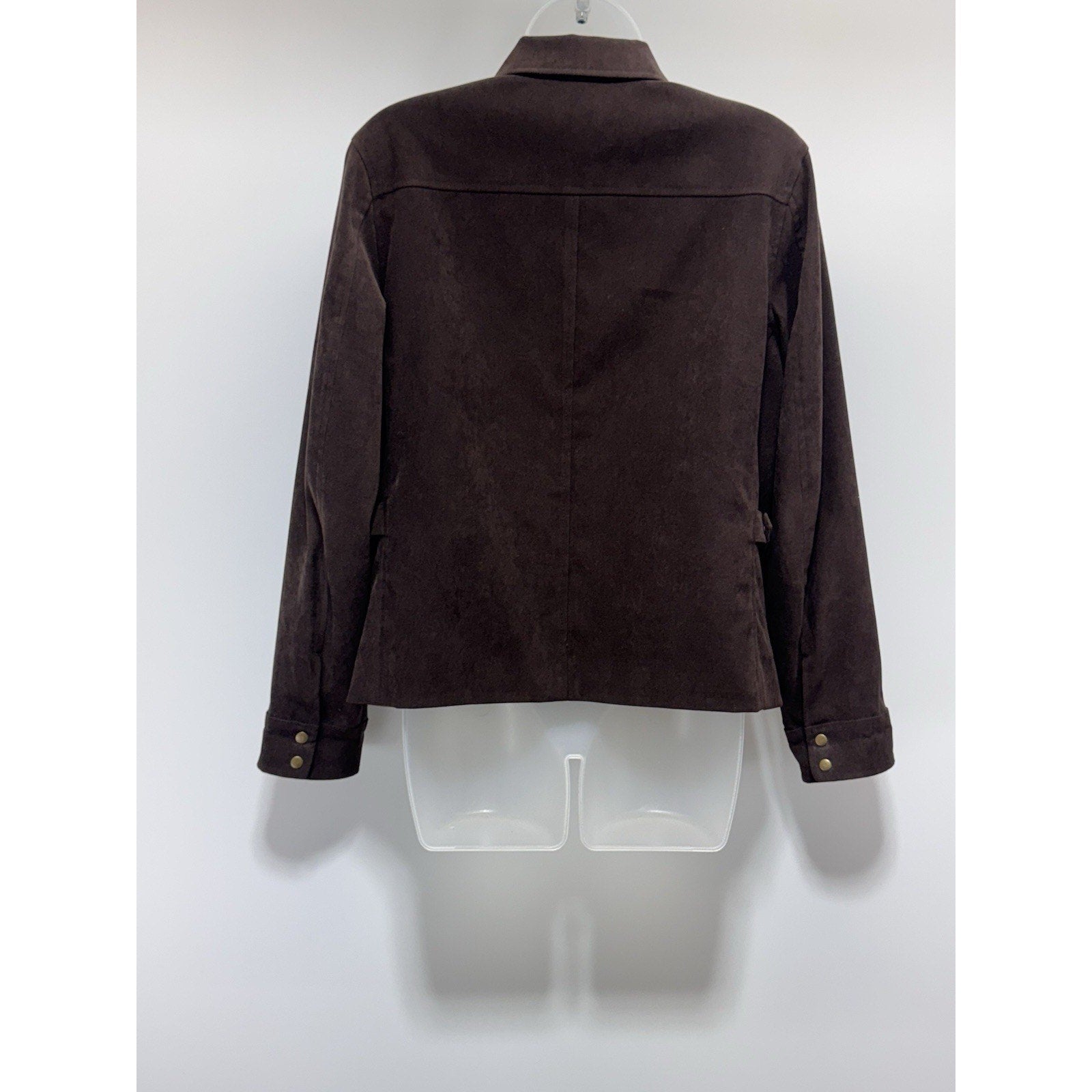 TALBOTS Brown Faux Suede Jacket Long Sleeve Stretch Blazer Women’s Size 12