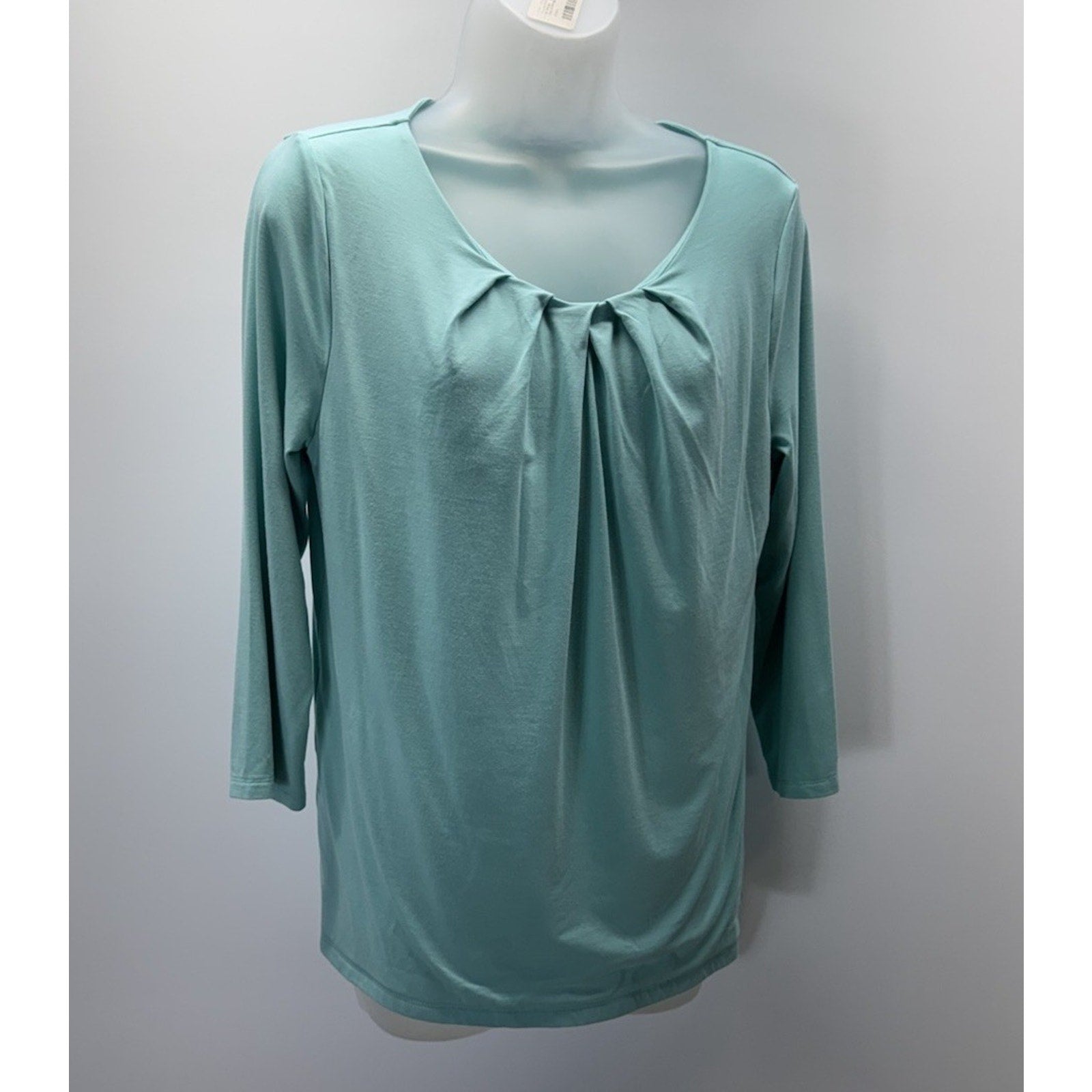 Talbots Top Women M Blue Scoop Neck Tee Rayon Stretch Casual