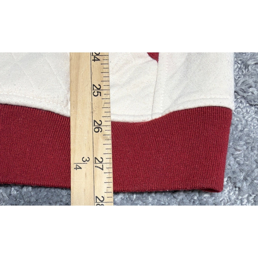 SIMPLY SOUTHERN Cream Red Quilted 1/4 Snap T Pullover Sweatshirt Size L Unisex