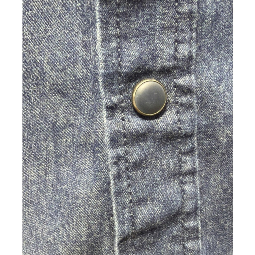 American Rag Men's Chambray Shirt XL Blue Denim Pockets Pearl Snaps Western