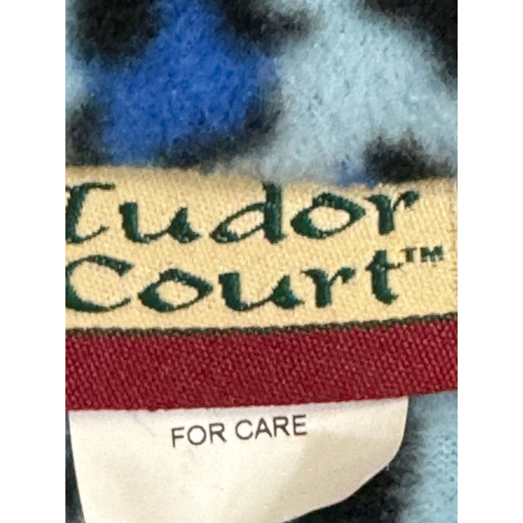 Tudor Court Fleece Vest Jacket Women's XL Full Zip Pockets Animal Print Blue